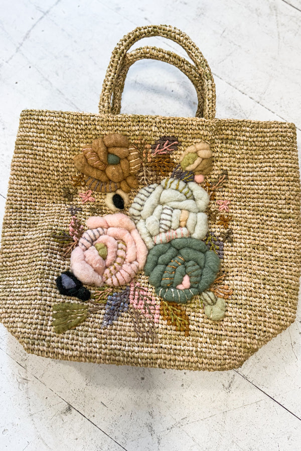 Sophie Digard | Floral Embellished Raffia Tote | Persephone