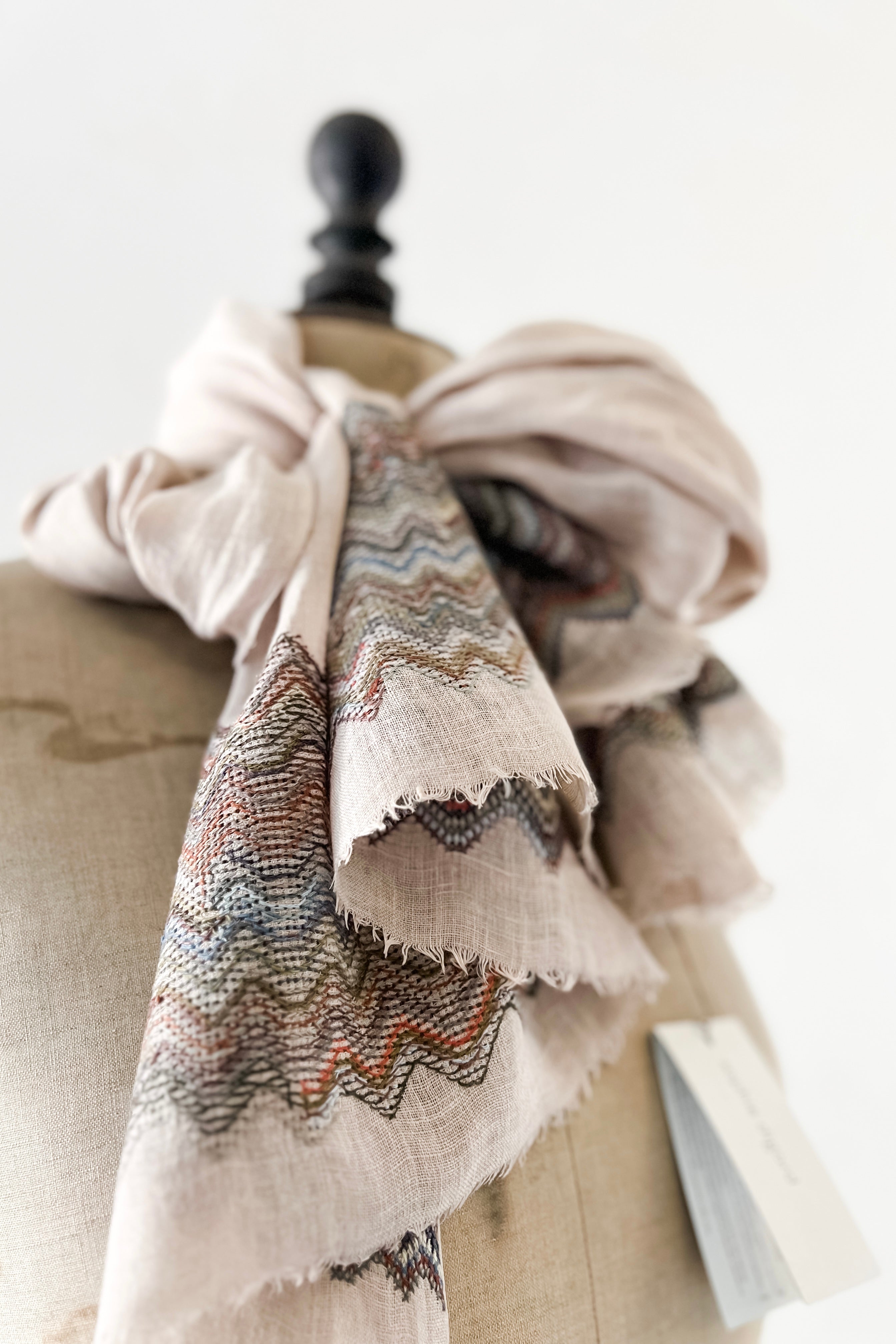 Sophie Digard | Embroidered Linen Stole | Zig Zag