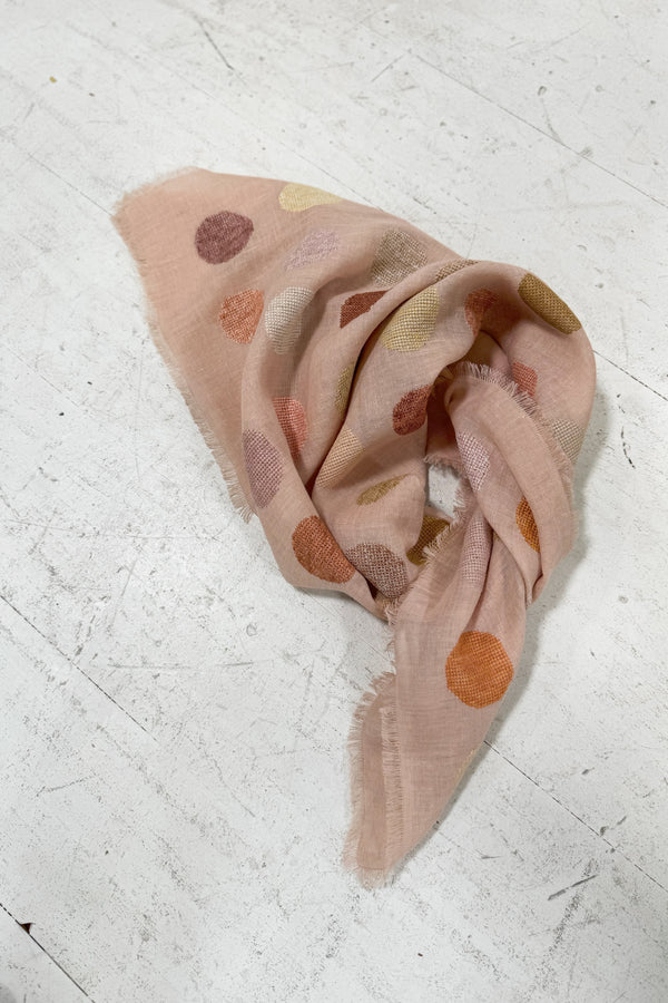 Sophie Digard | Embroidered Linen Stole | Polka Dots