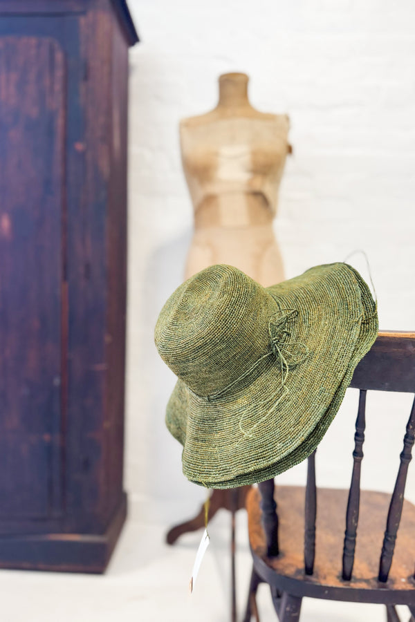 Sophie Digard | Fine Crochet Raffia Hat | Olive