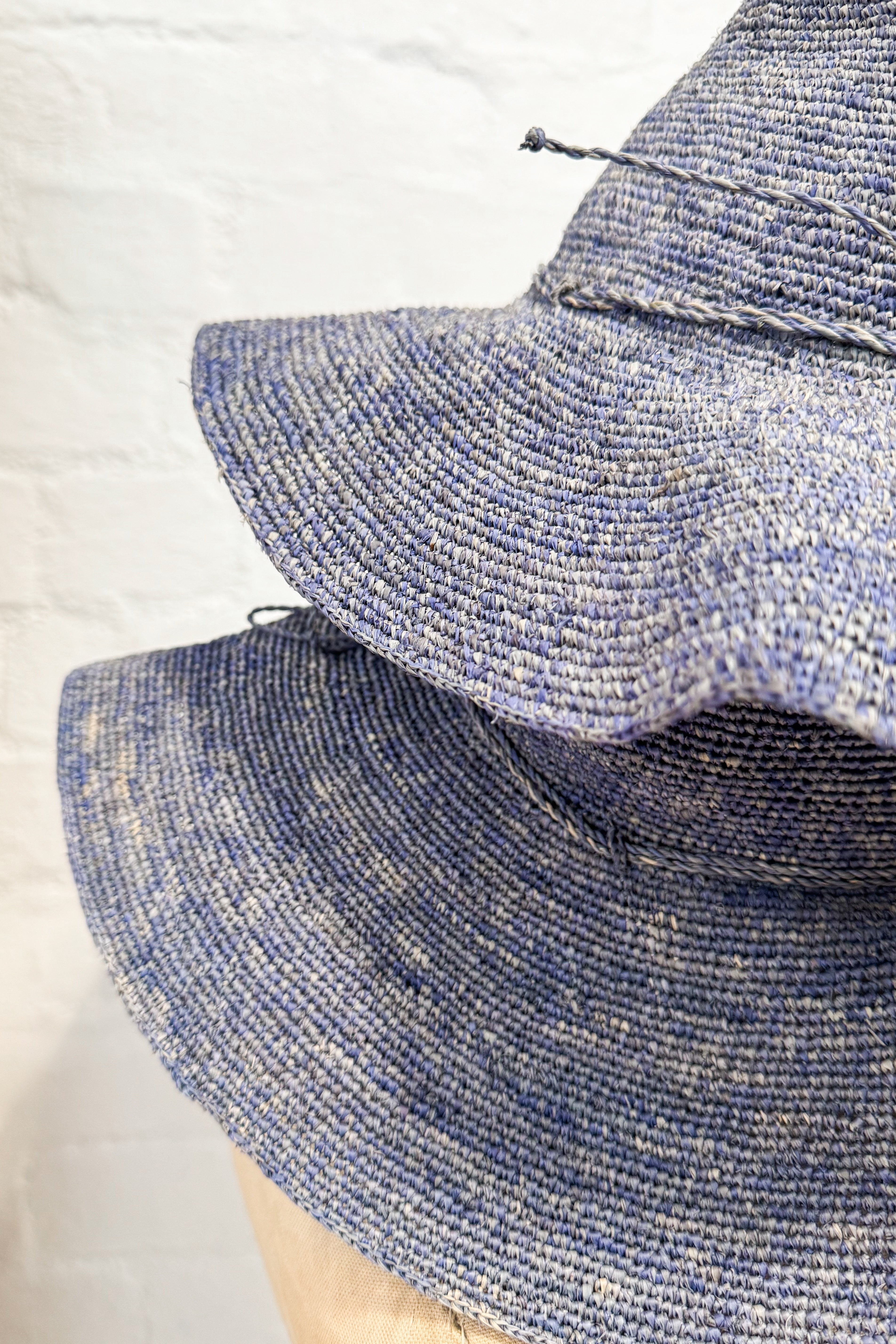 Sophie Digard | Fine Crochet Raffia Hat | Denim