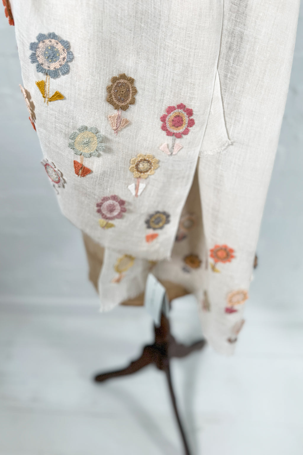 Sophie Digard | Delicate Floral Embroidered Linen Scarf | Alexis