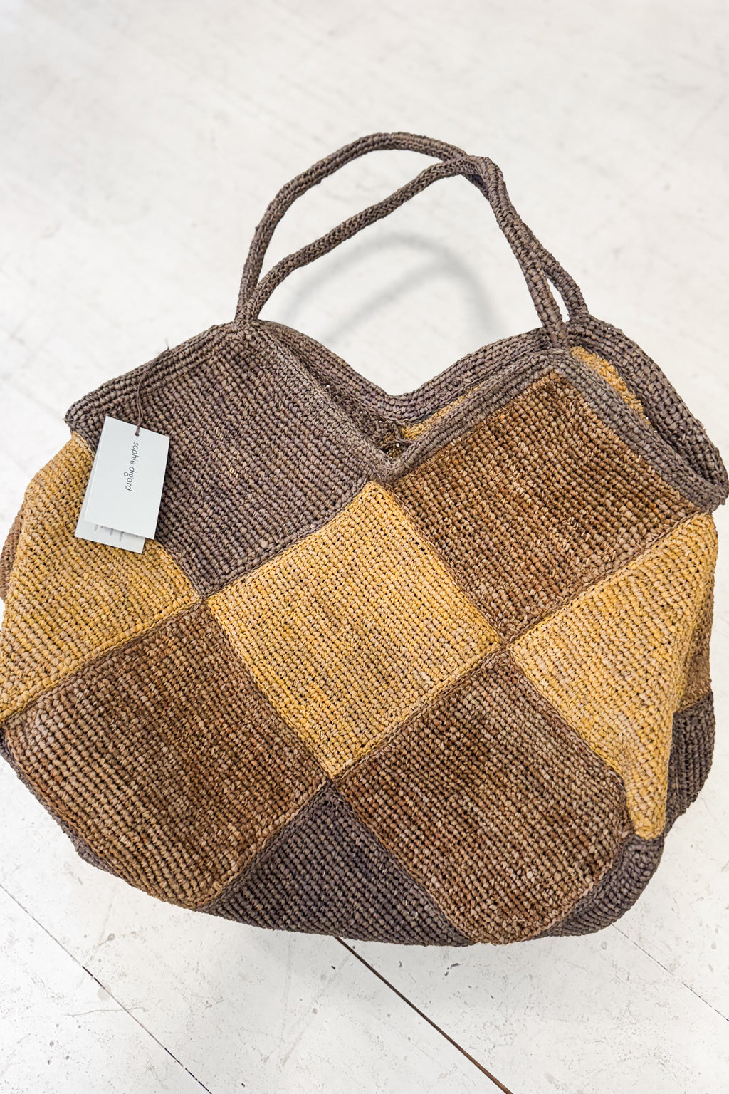 Sophie Digard | Patchwork Style Raffia Bag | Truffle Hues