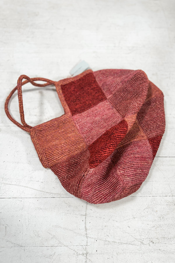 Sophie Digard | Patchwork Style Raffia Bag | Raspberry Hues