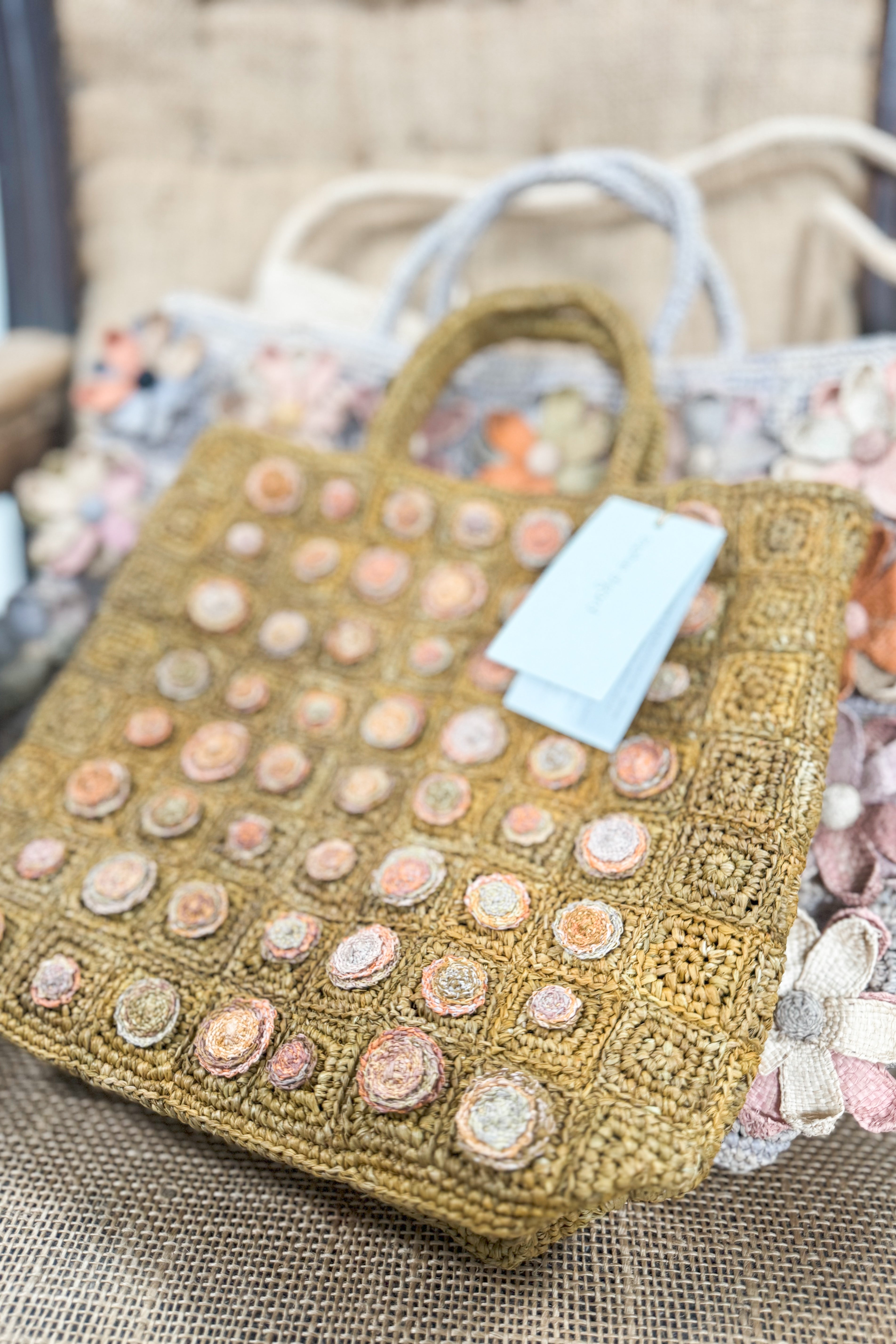 Sophie Digard | Crochet Raffia Tote Bag | Azalea