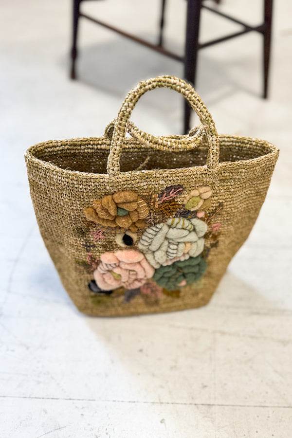 Sophie Digard | Floral Embellished Raffia Tote | Persephone