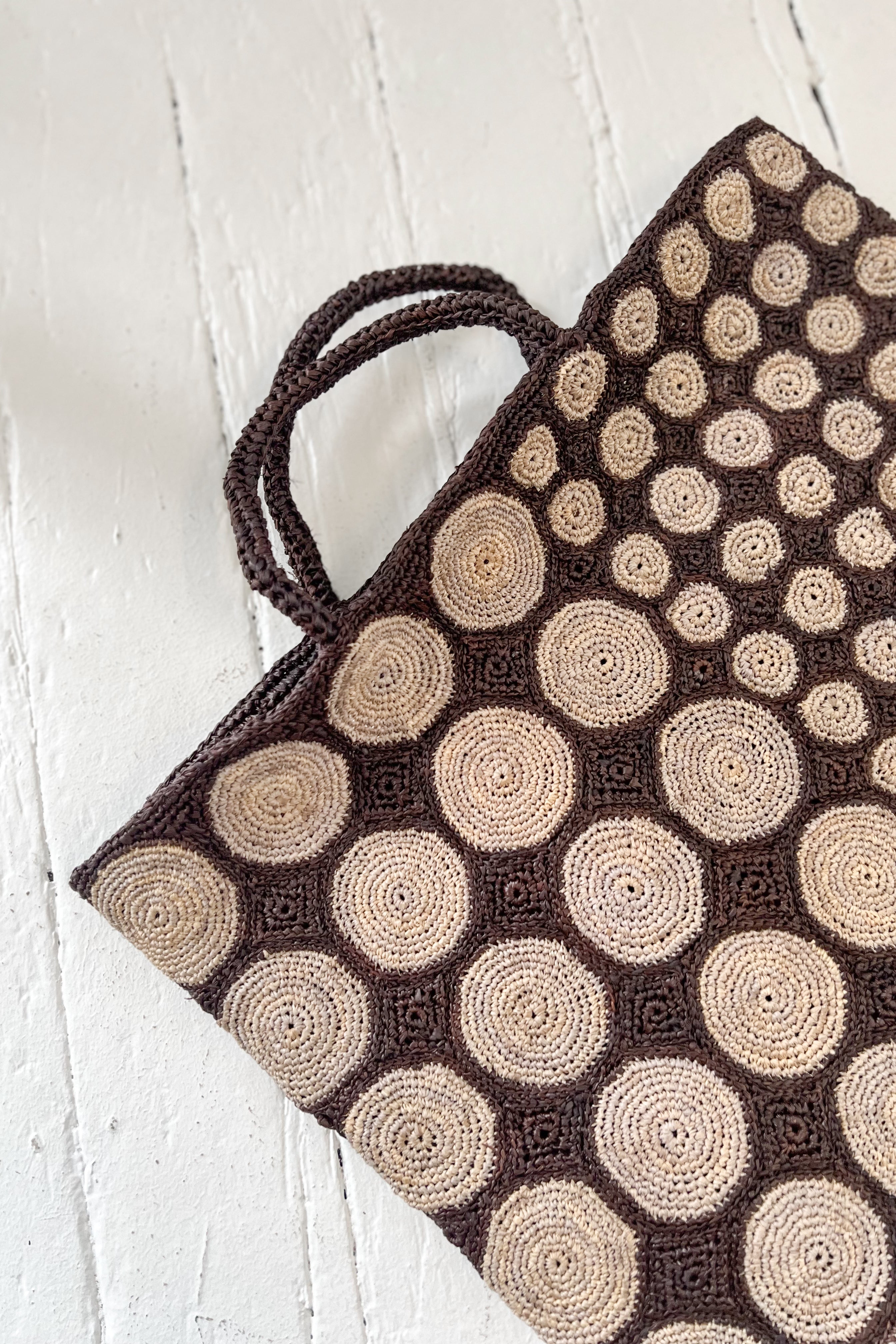 Sophie Digard | Raffia Polka Dot Tote | Chocolate