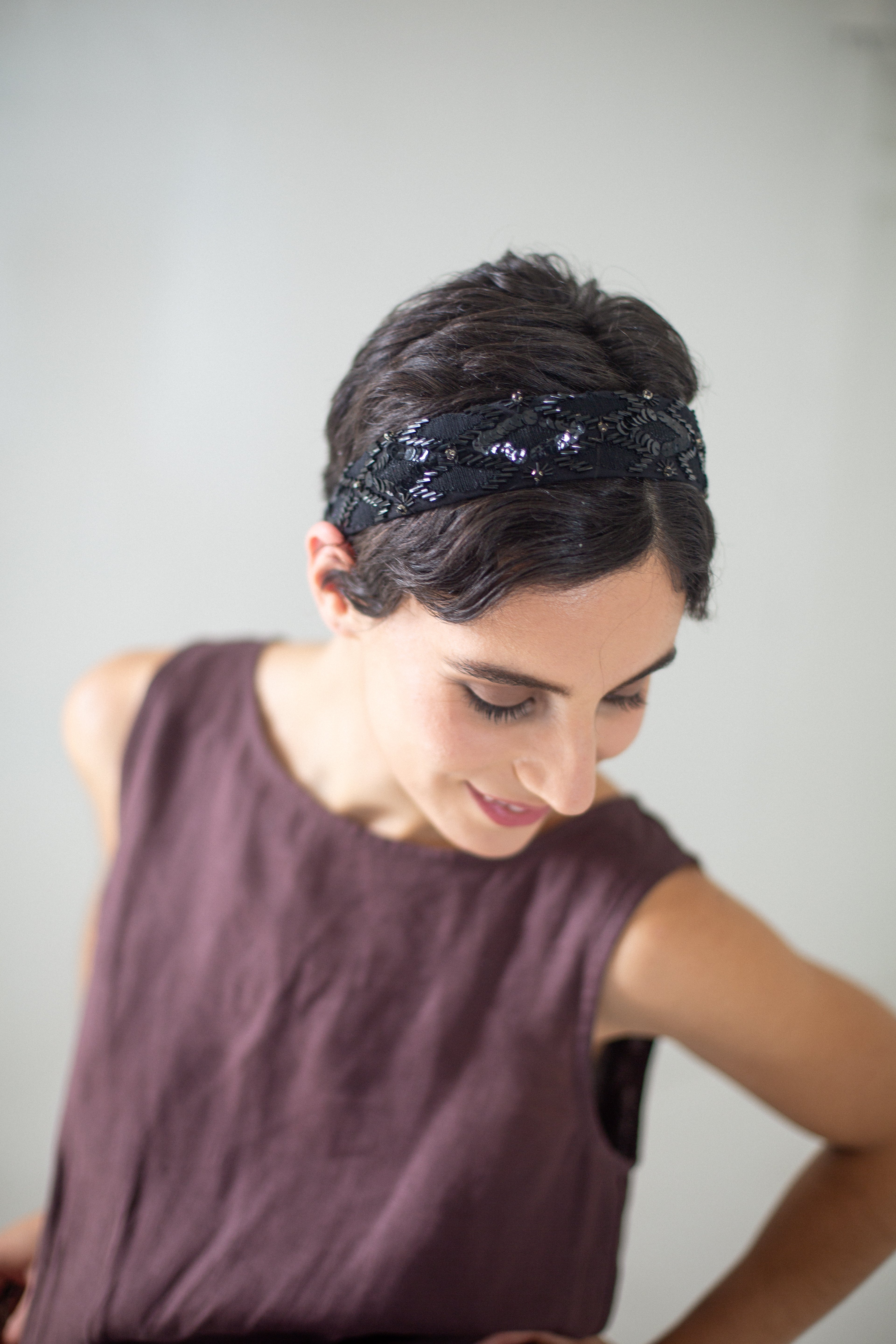 Hard Embroidered Headband | Simone