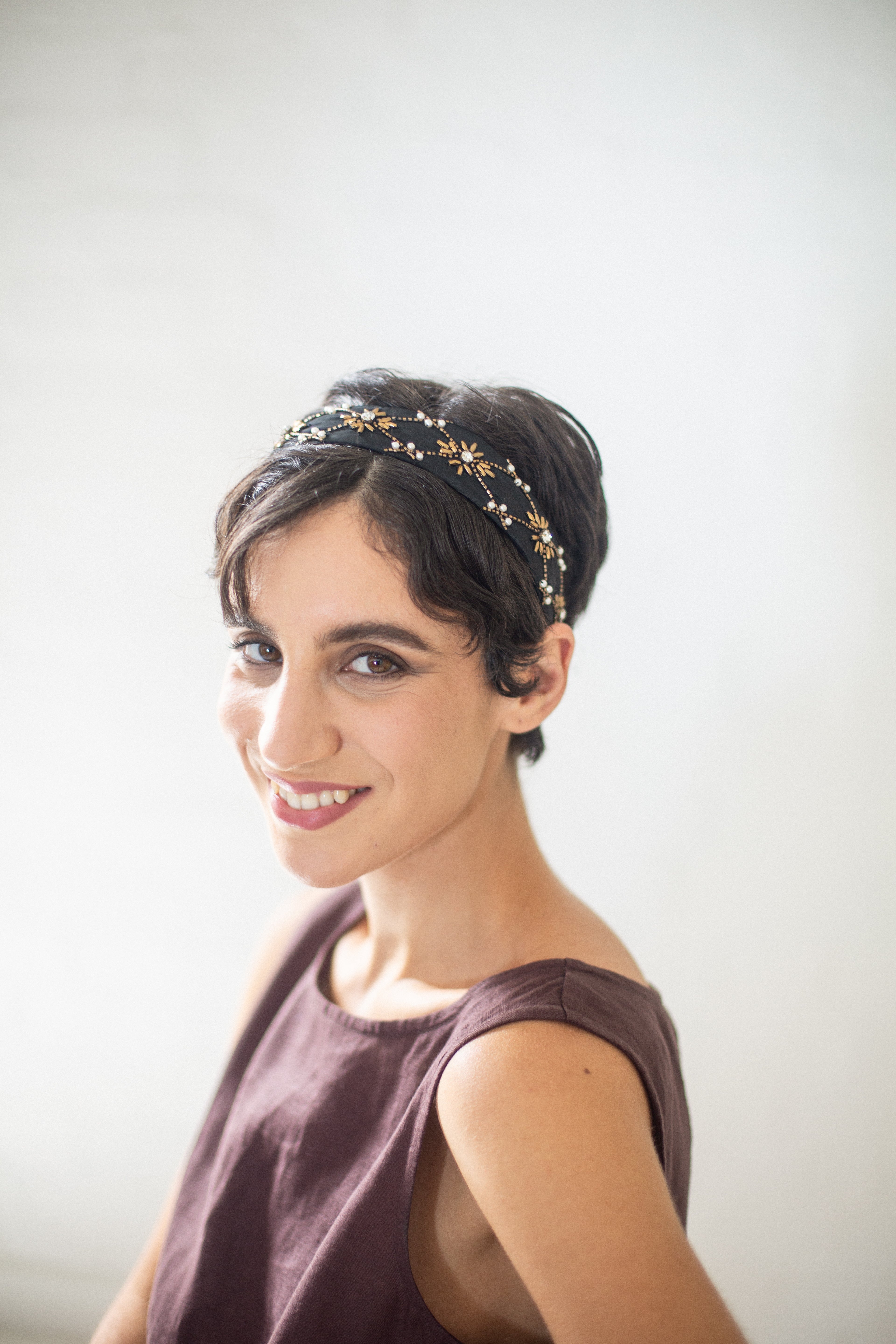 Hard Embroidered Headband | Rhiannon