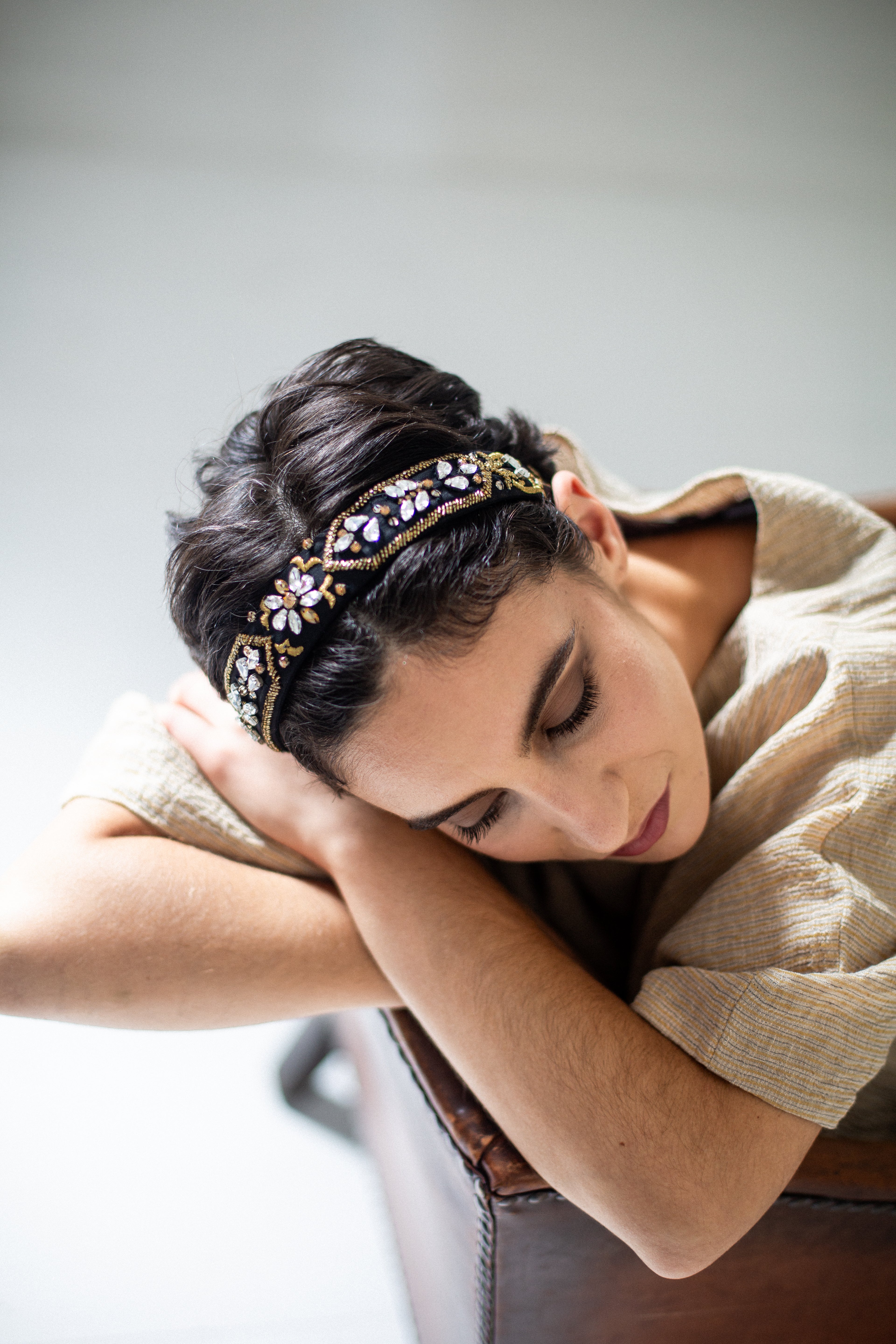 Hard Embroidered Headband | Margot