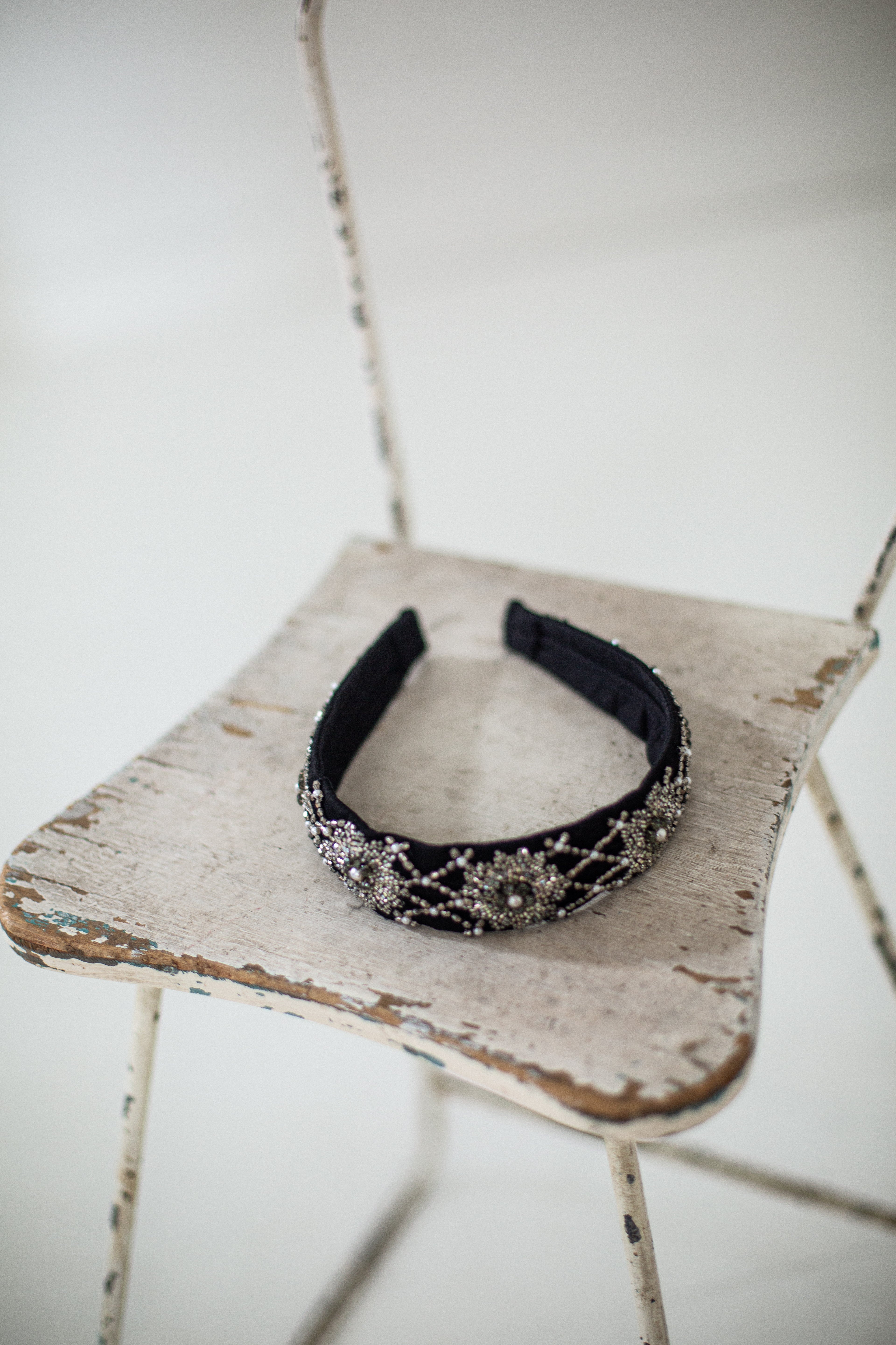 Hard Embroidered Headband | Celeste