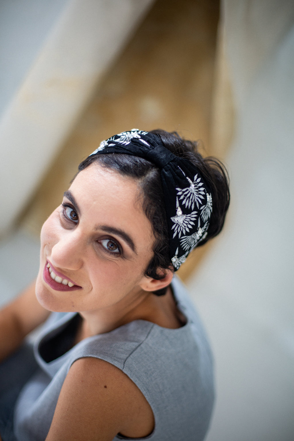 Hard Embroidered Headband | Lily