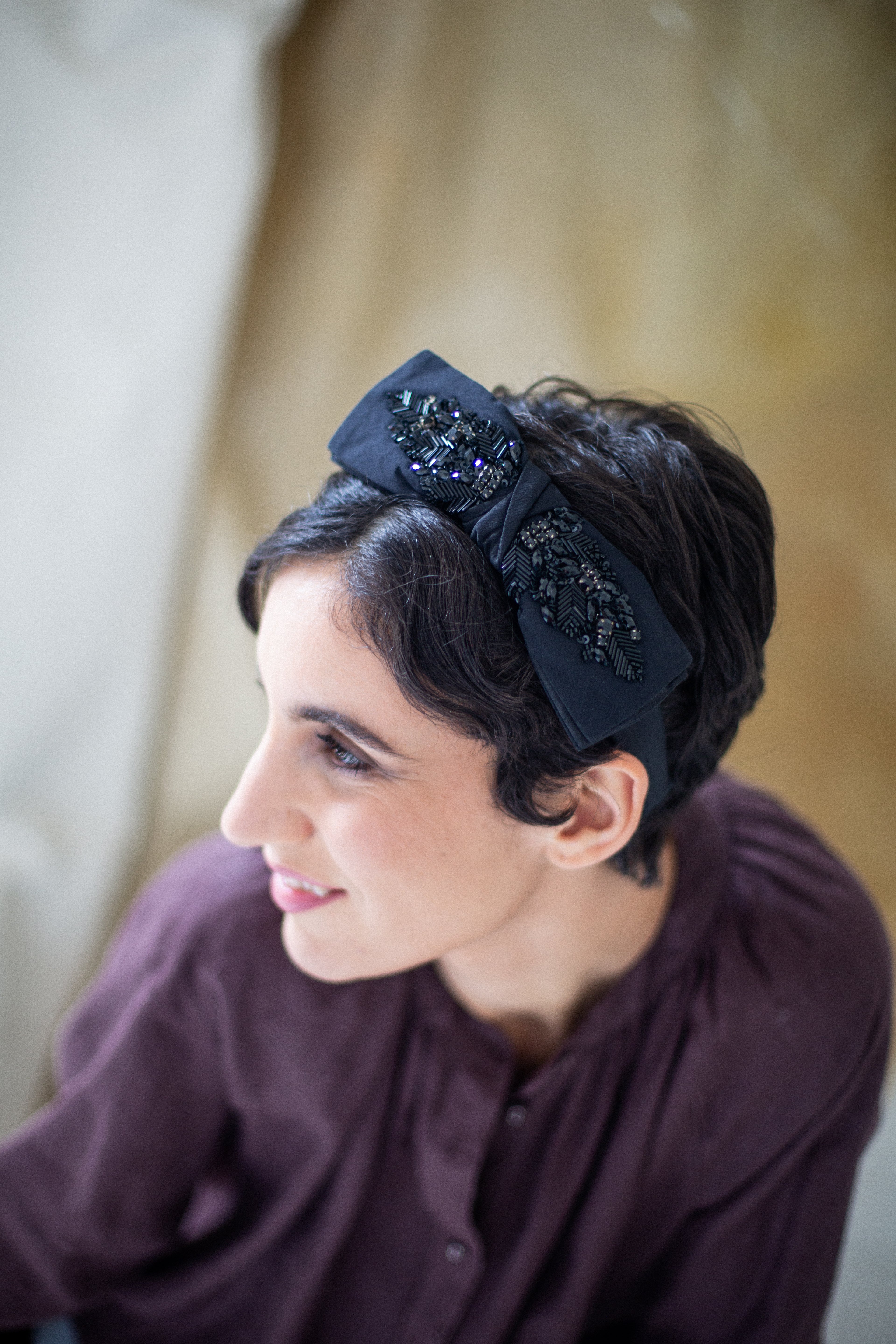 Hard Embroidered Headband | Delilah