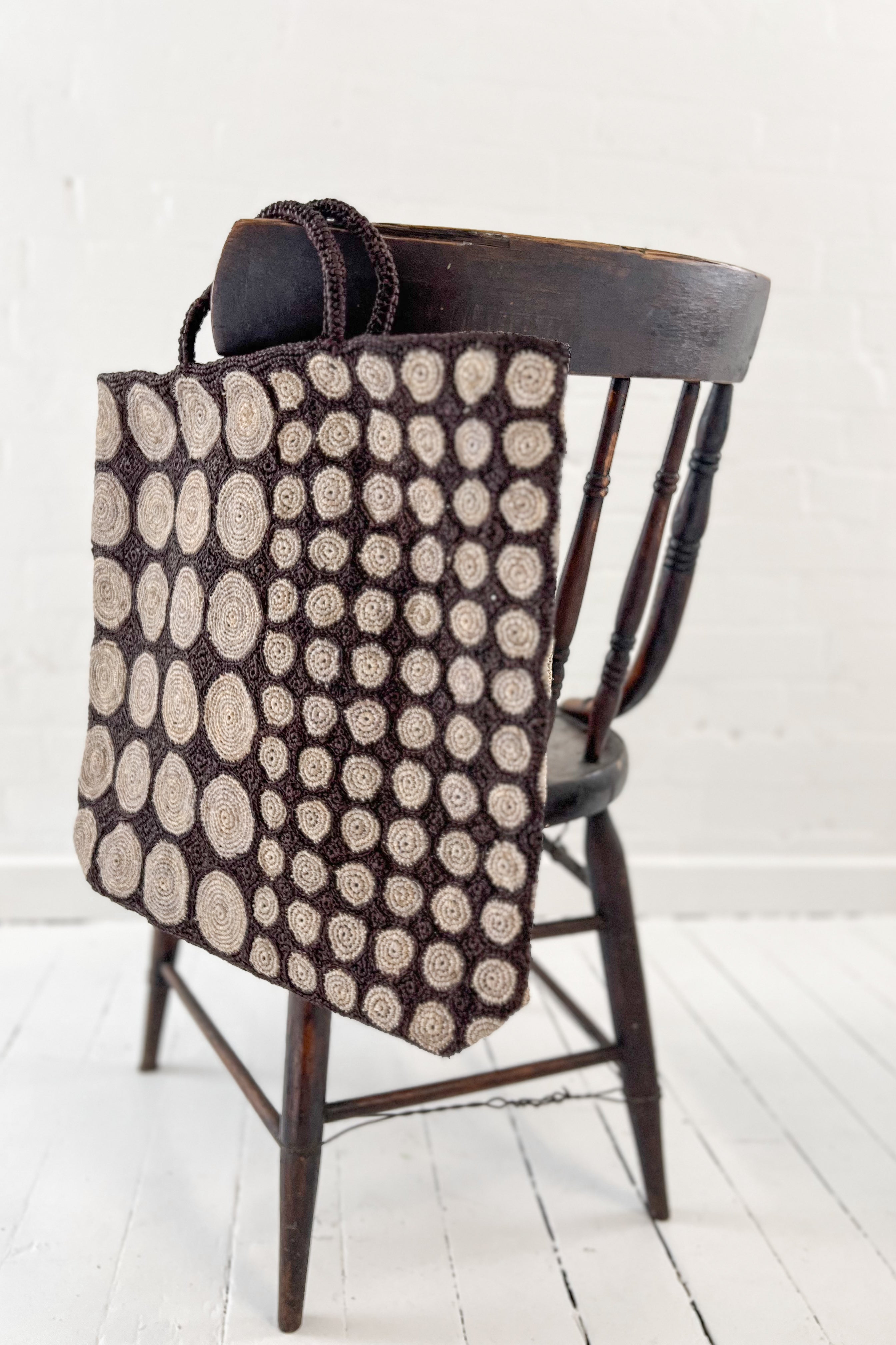 Sophie Digard | Raffia Polka Dot Tote | Chocolate