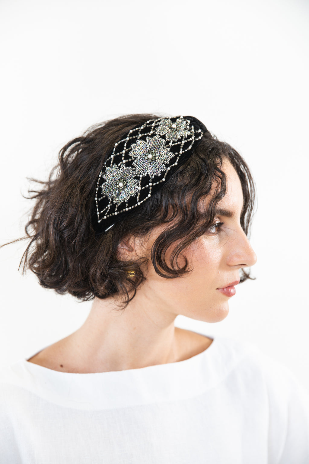 Hard Embroidered Headband | Ava