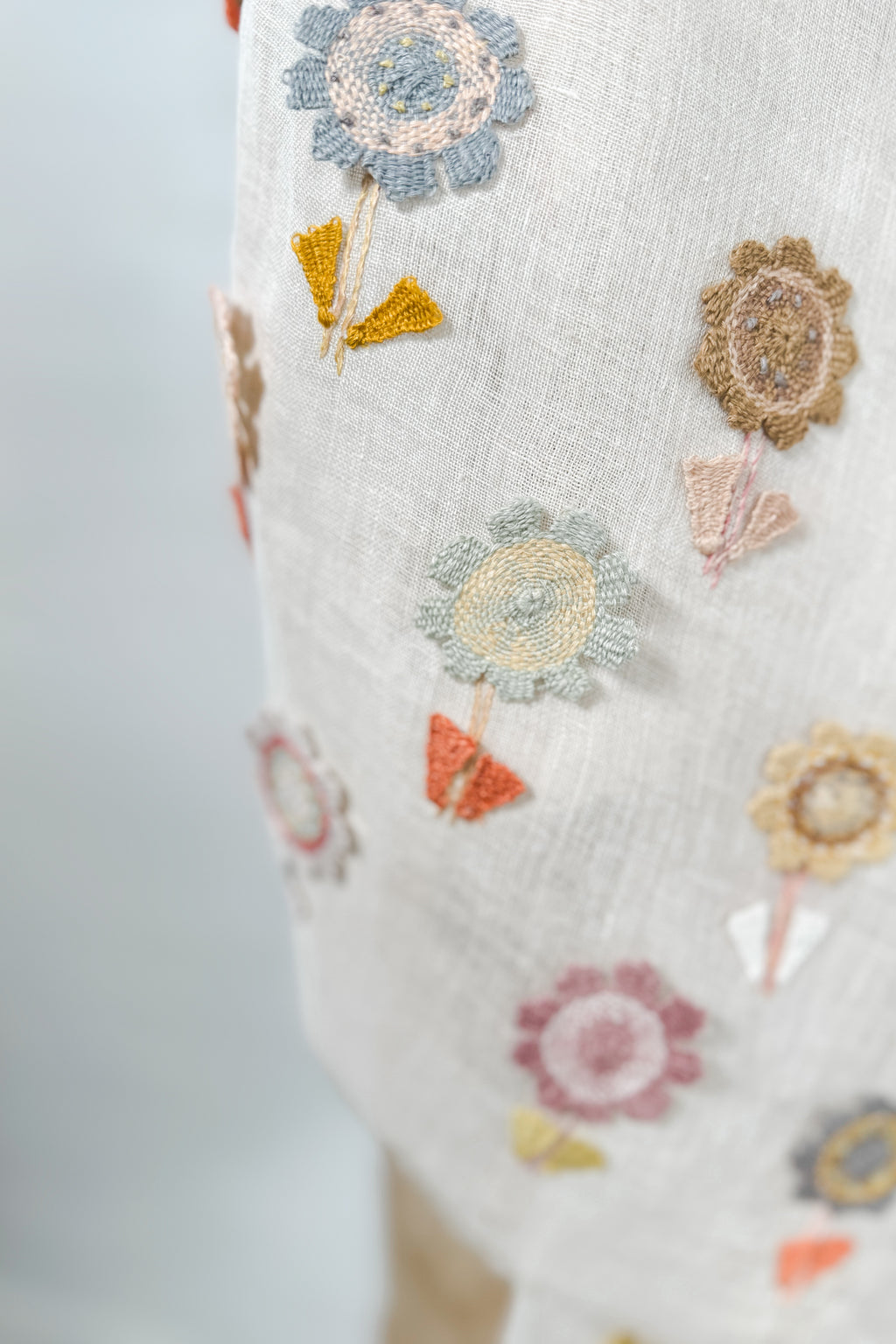 Sophie Digard | Delicate Floral Embroidered Linen Scarf | Alexis