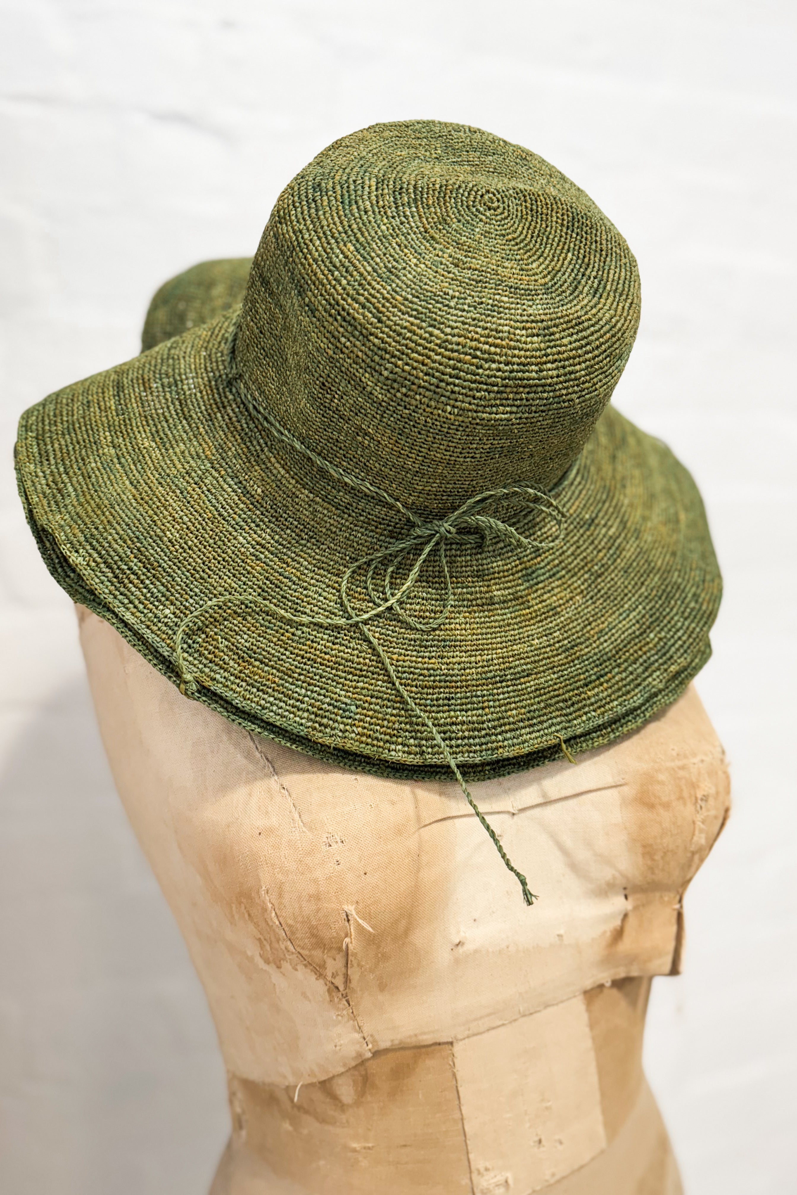 Sophie Digard | Fine Crochet Raffia Hat | Olive