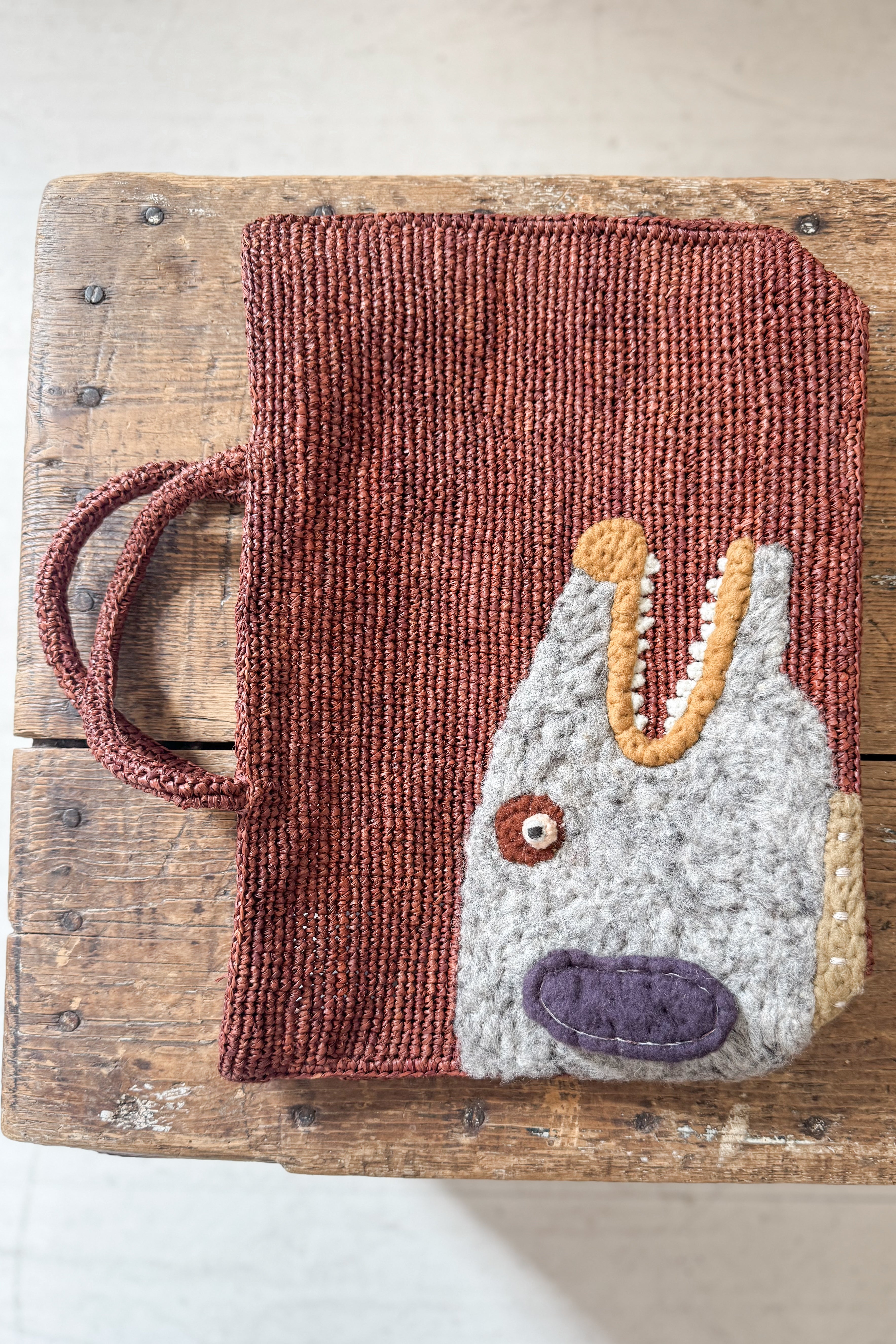 Sophie Digard | Embellished Raffia Bag | Quirky Dog