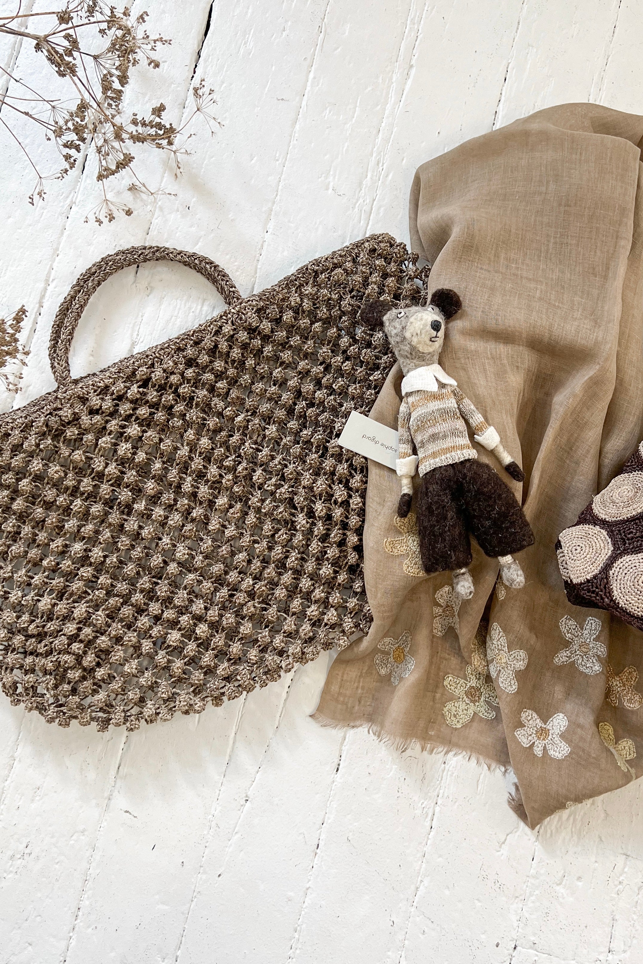 Sophie Digard | Knotted Raffia Tote Bag | Caramel