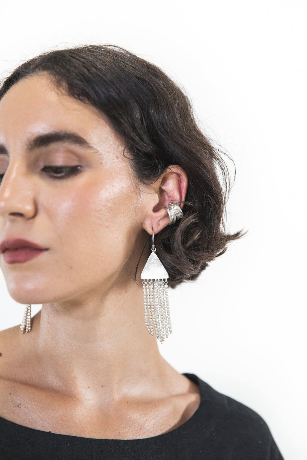 EWA Tribal | Chuave Beaded Earrings | Silver