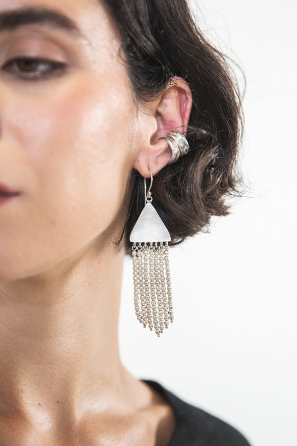 EWA Tribal | Chuave Beaded Earrings | Silver