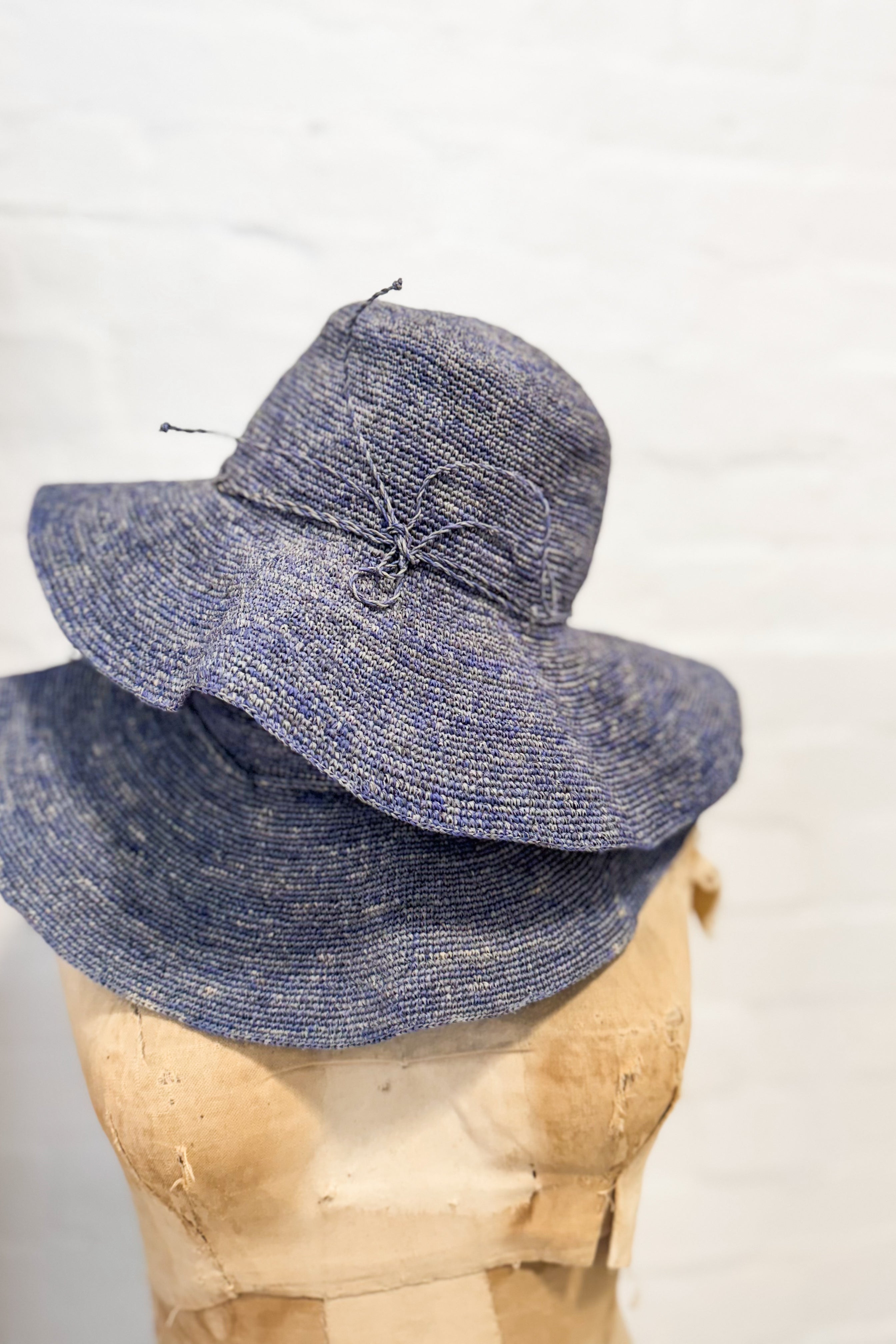 Sophie Digard | Fine Crochet Raffia Hat | Denim