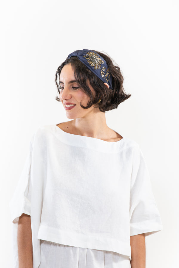 Hard Embroidered Headband | Daisy