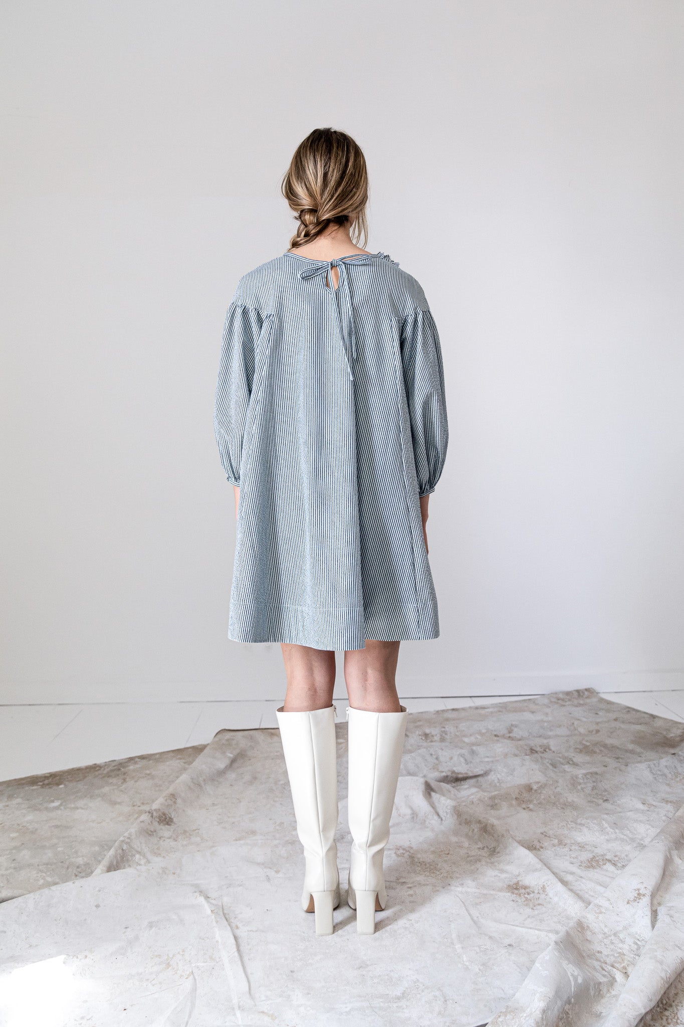 Daisy Dress | Smokey Blue Stripe