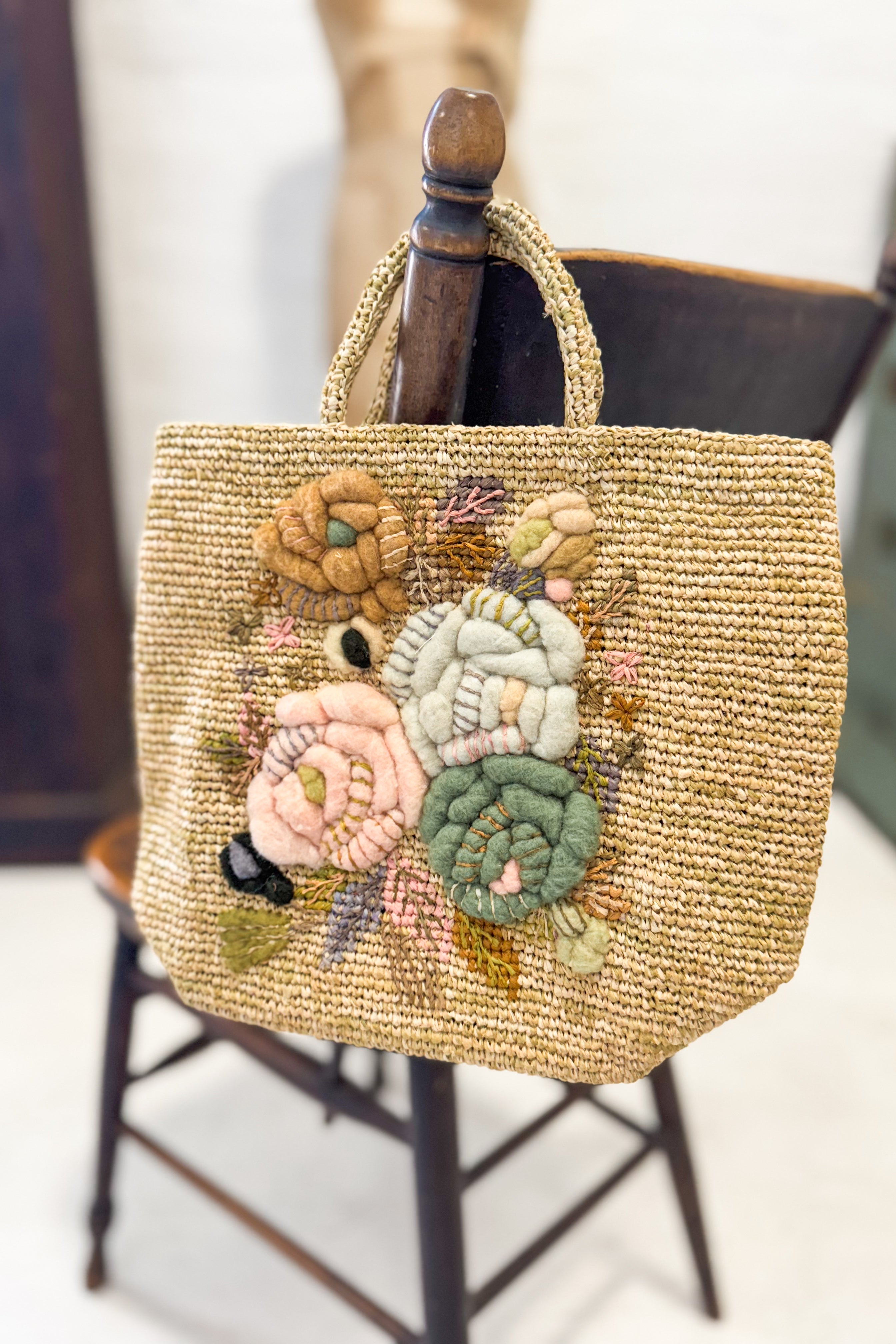 Sophie Digard | Floral Embellished Raffia Tote | Persephone