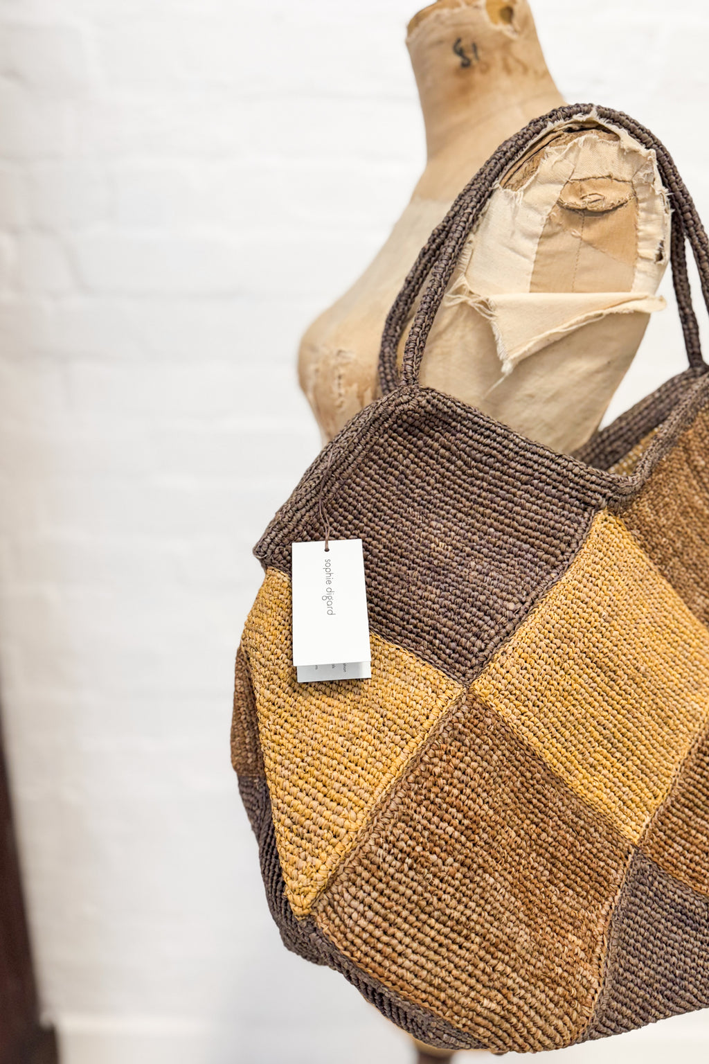 Sophie Digard | Patchwork Style Raffia Bag | Truffle Hues