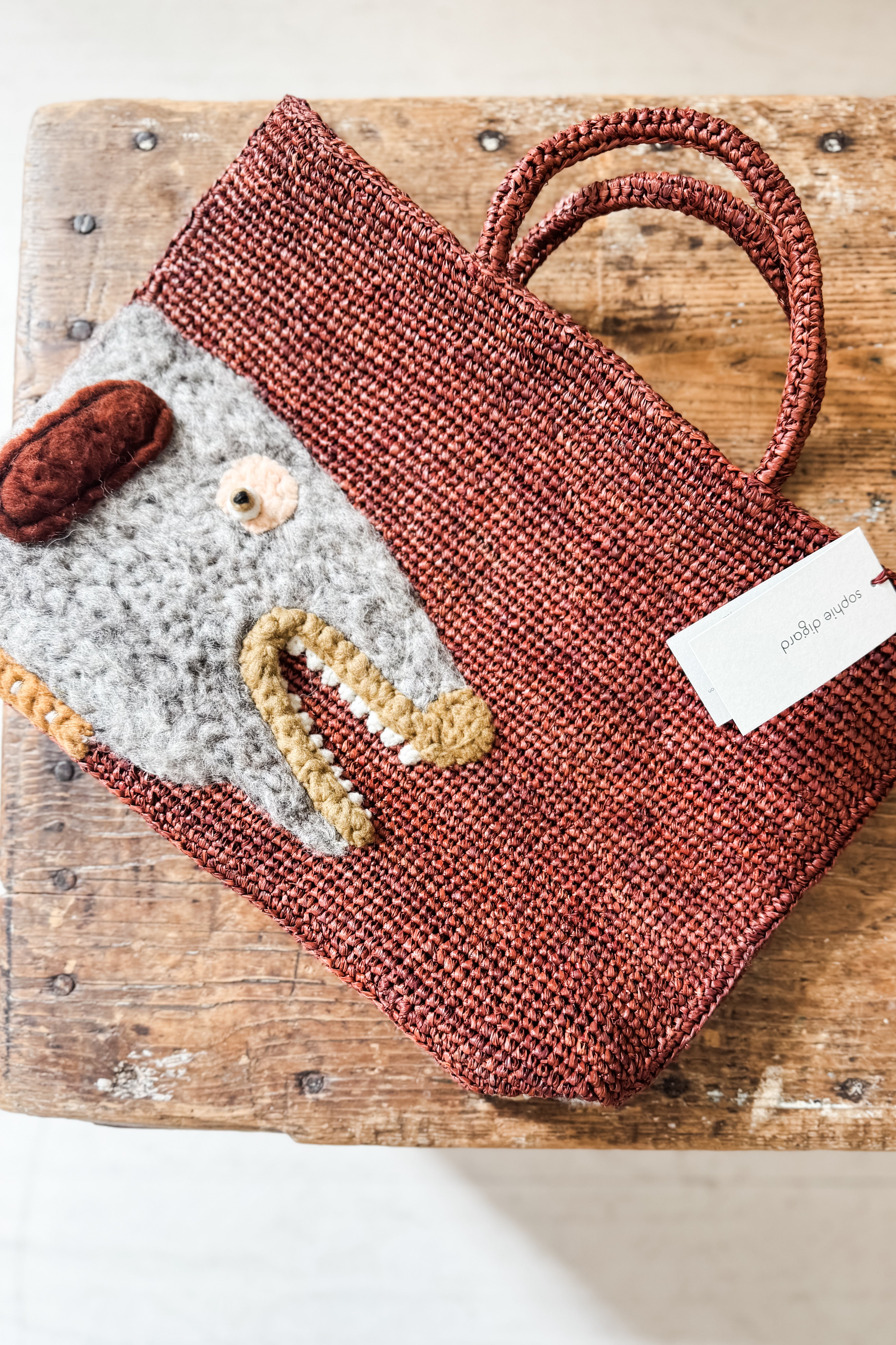 Sophie Digard | Embellished Raffia Bag | Quirky Dog