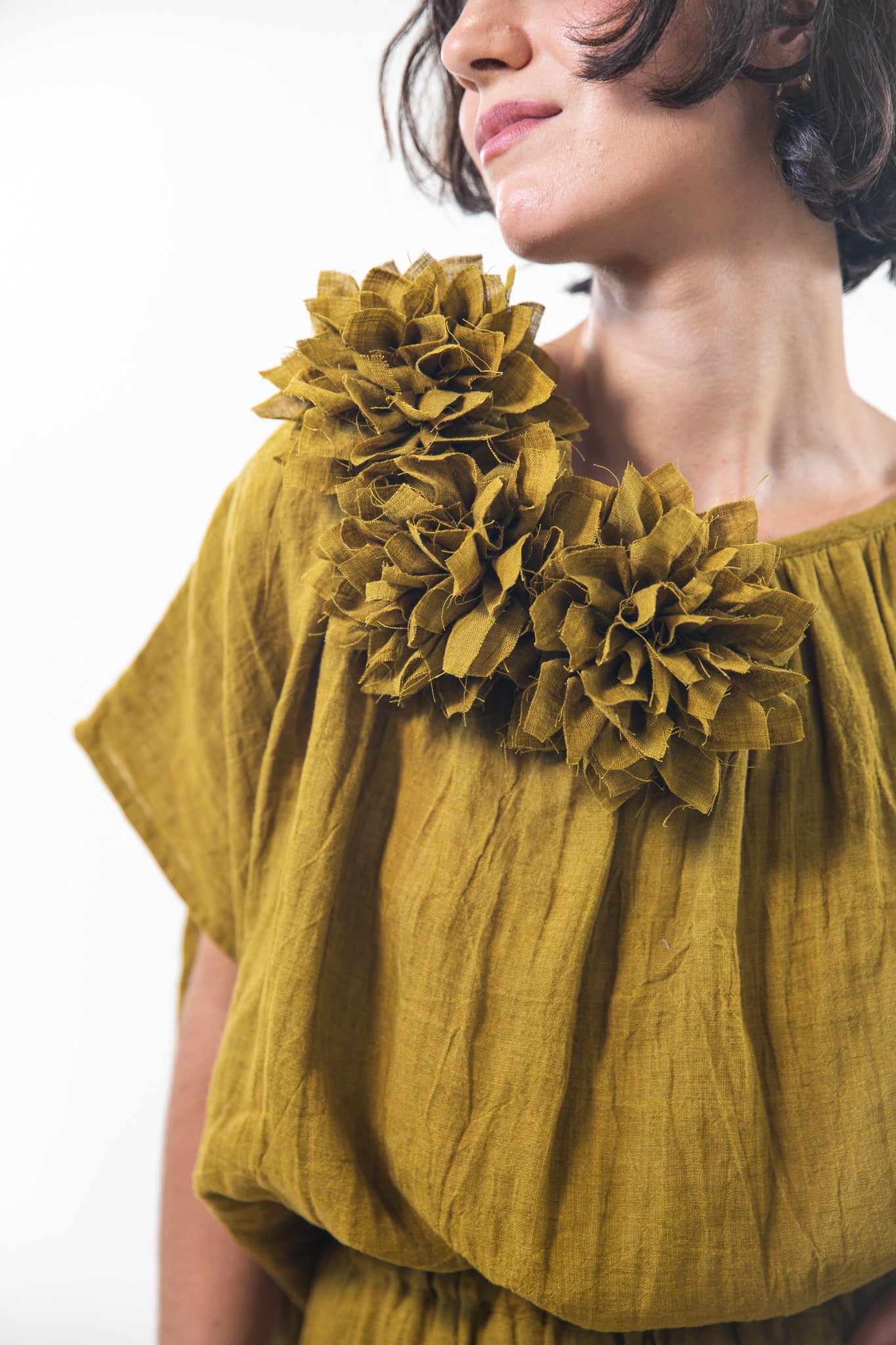 Fabric Flower Brooch | Antique Moss