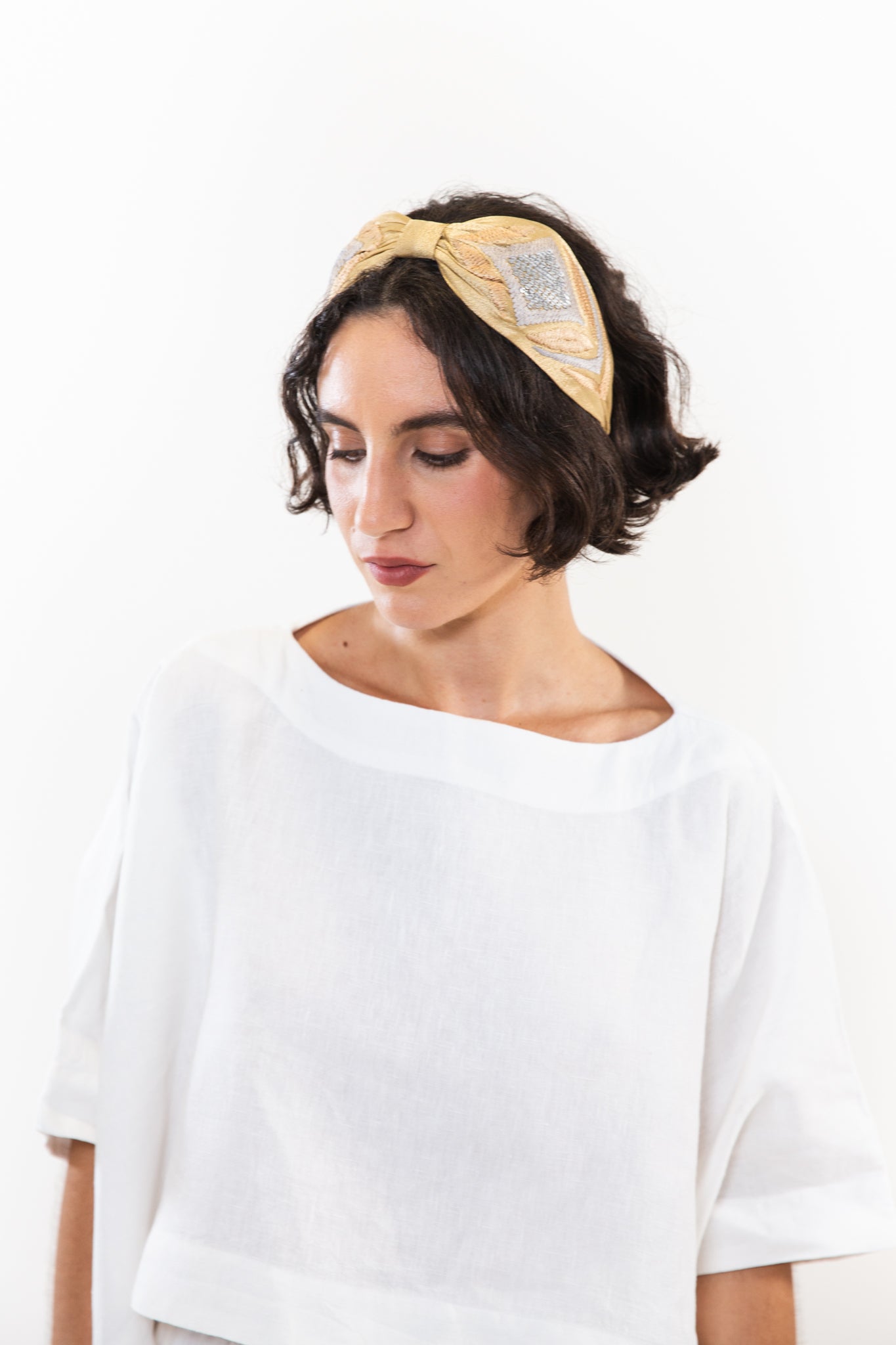 Hard Embroidered Headband | Hannah