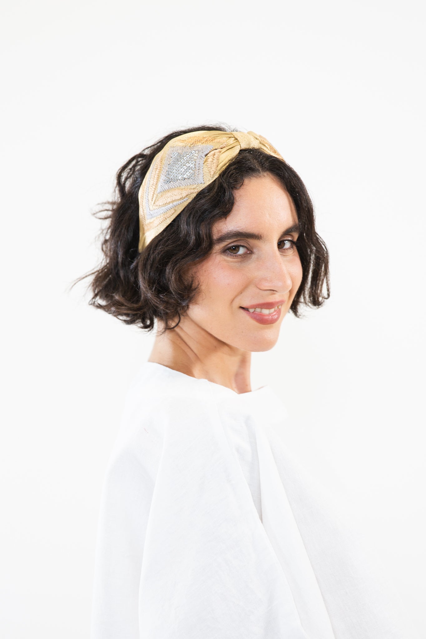 Hard Embroidered Headband | Hannah