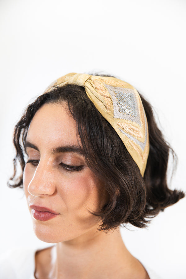 Hard Embroidered Headband | Hannah