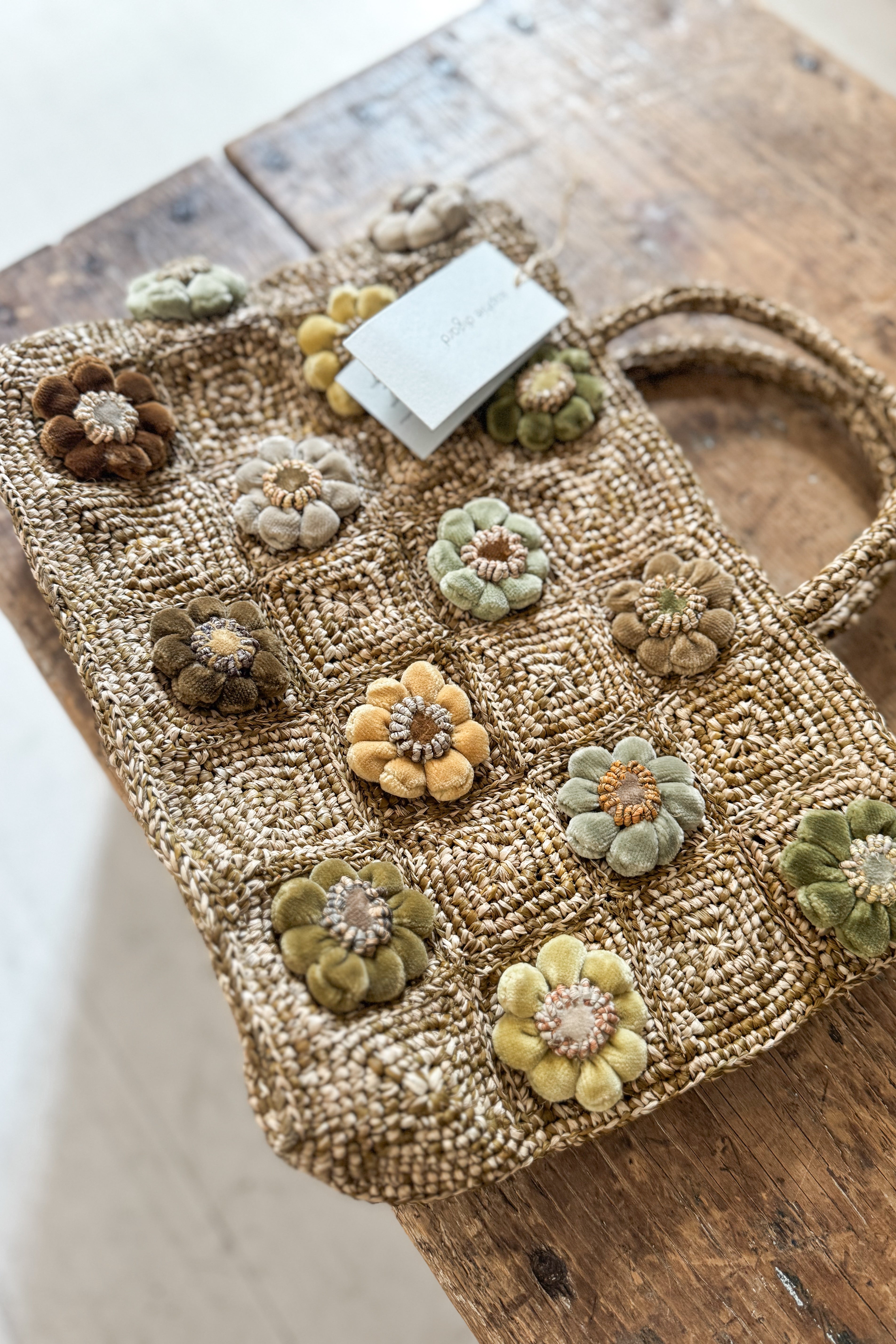 Sophie Digard | Velvet Flora Raffia Bag | Freya