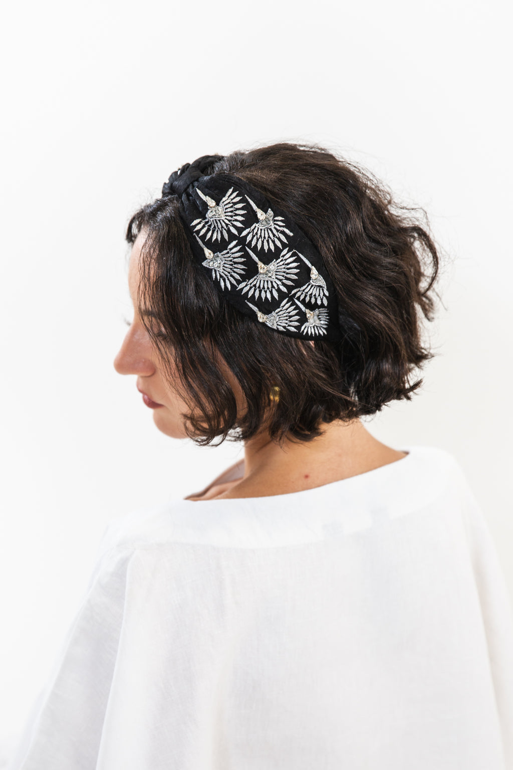 Hard Embroidered Headband | Lily