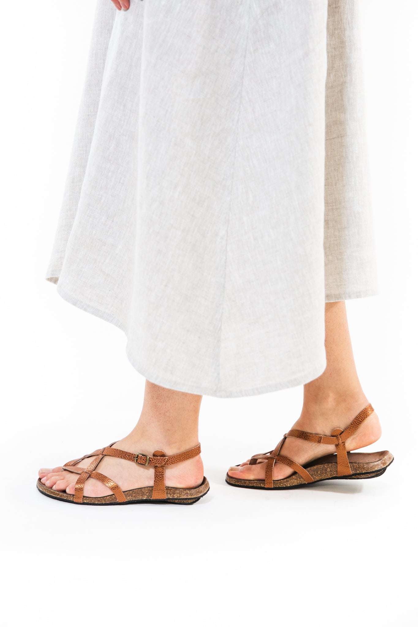 Bosabo | Manon Sandal | Textured Metallic Bronze