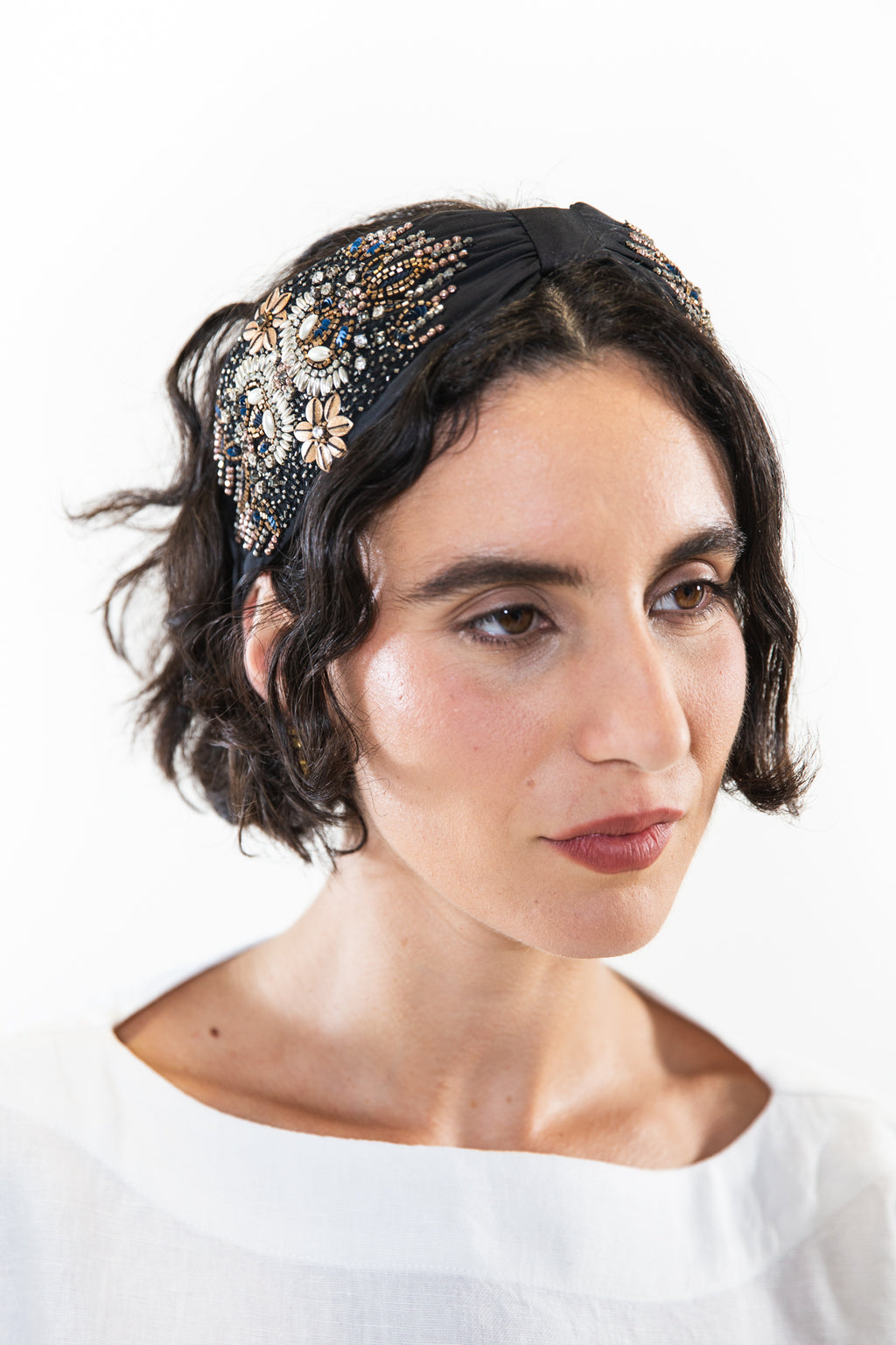 Hard Embroidered Headband | Nola