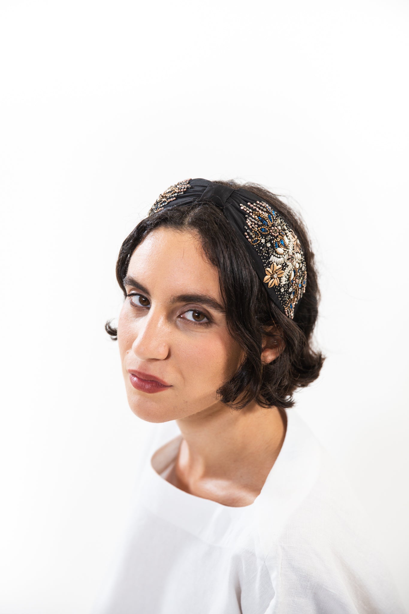 Hard Embroidered Headband | Nola