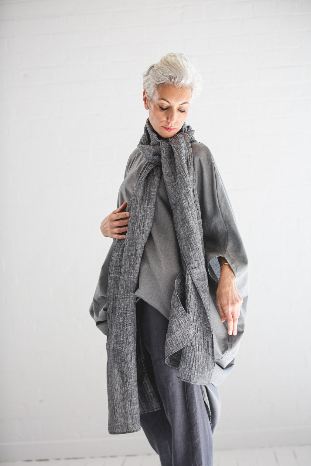 Obi Scarf | Mottled Black Gauze