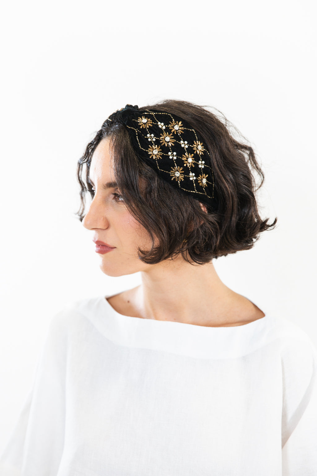 Hard Embroidered Headband | Odette