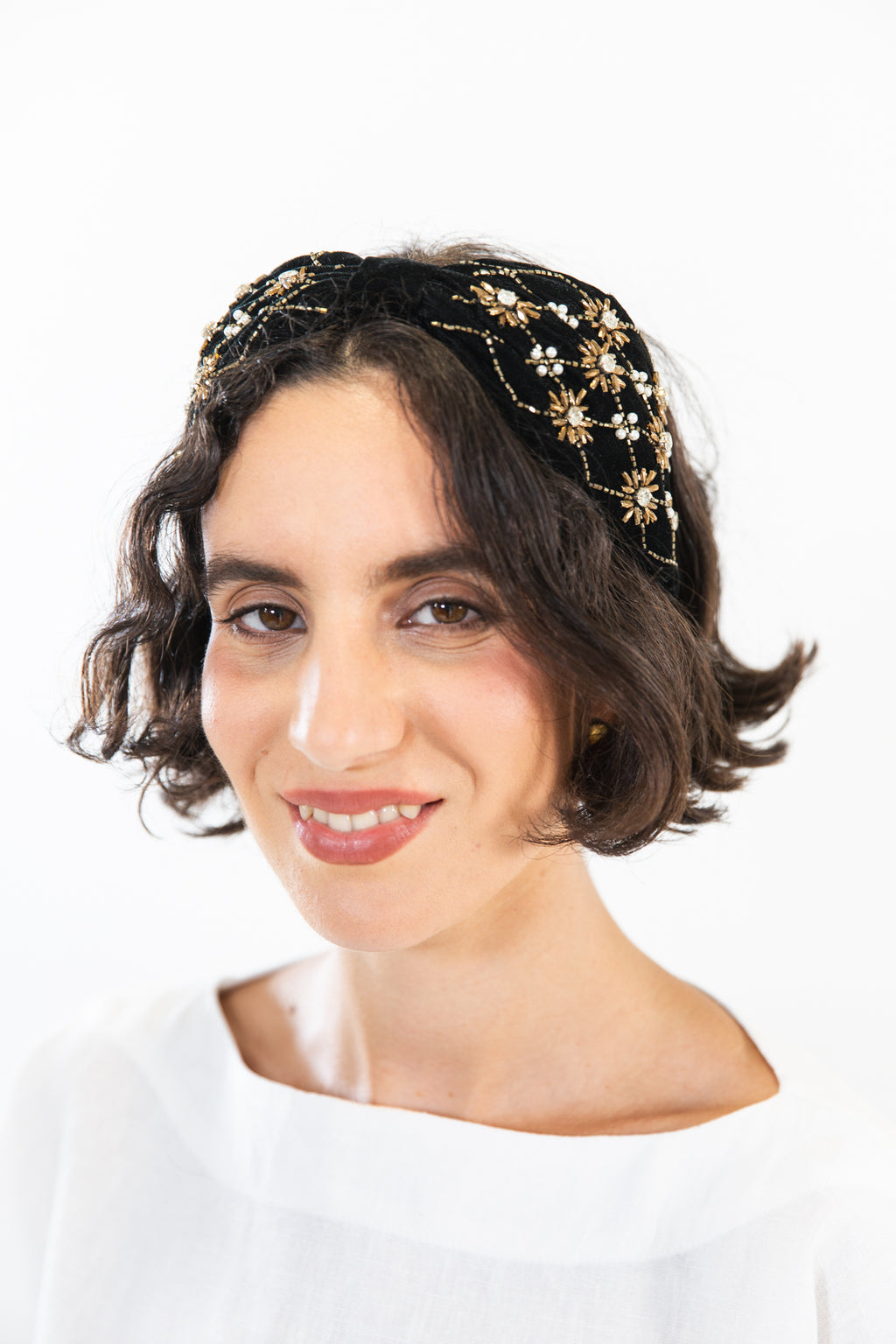 Hard Embroidered Headband | Odette