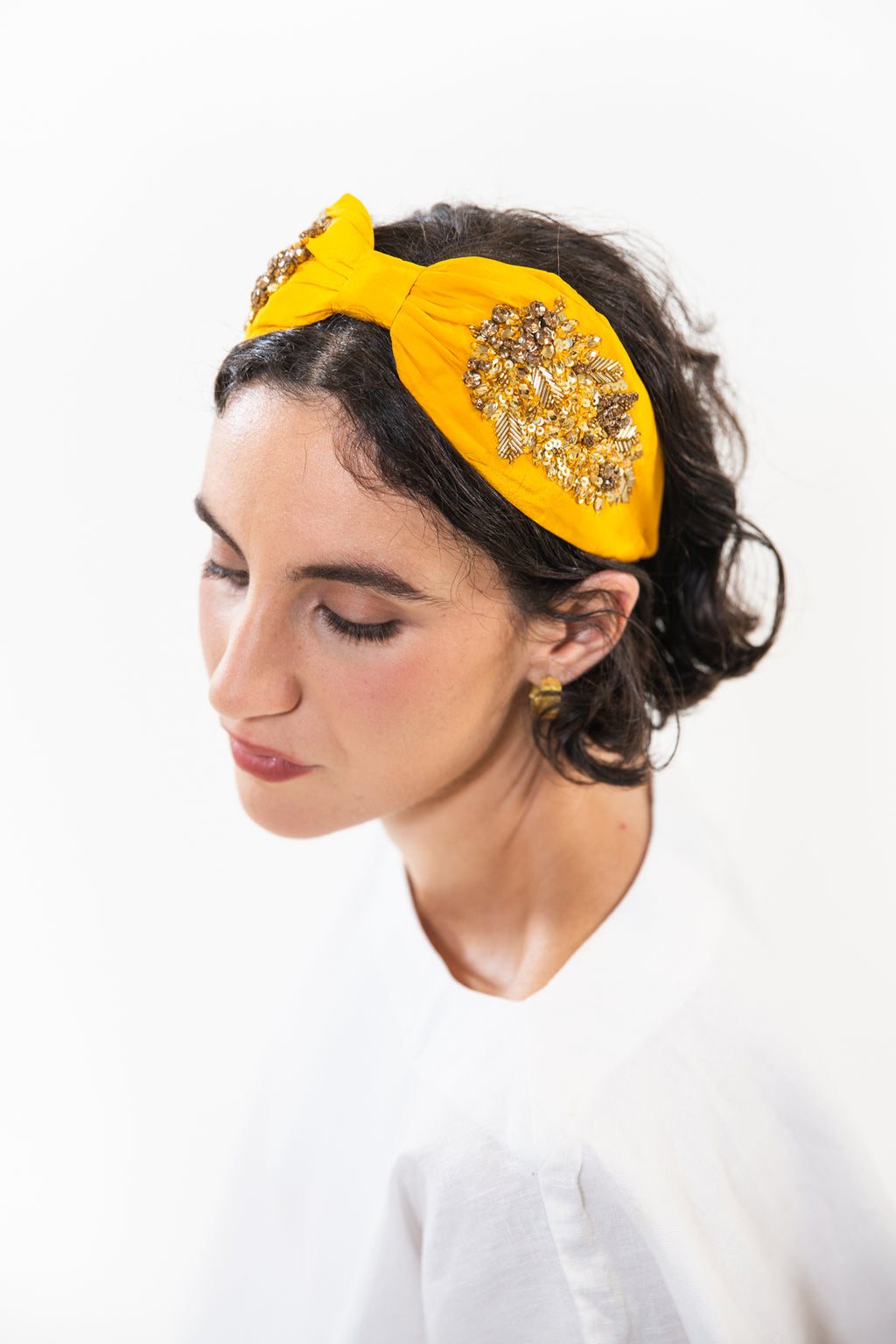 Hard Embroidered Headband | Goldie