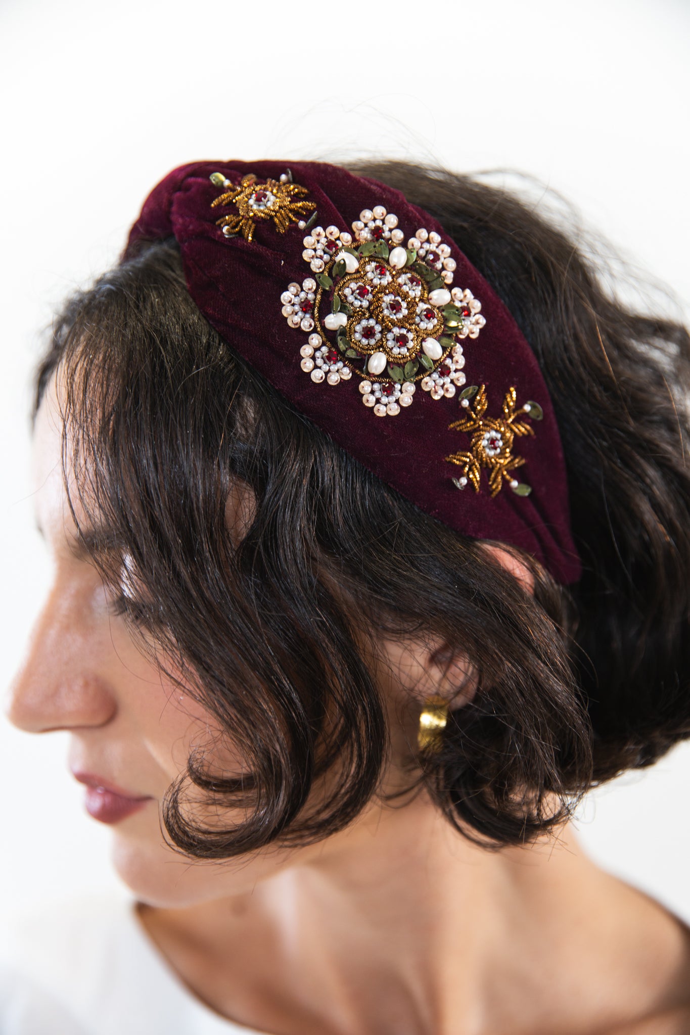 Hard Embroidered Headband | Rita