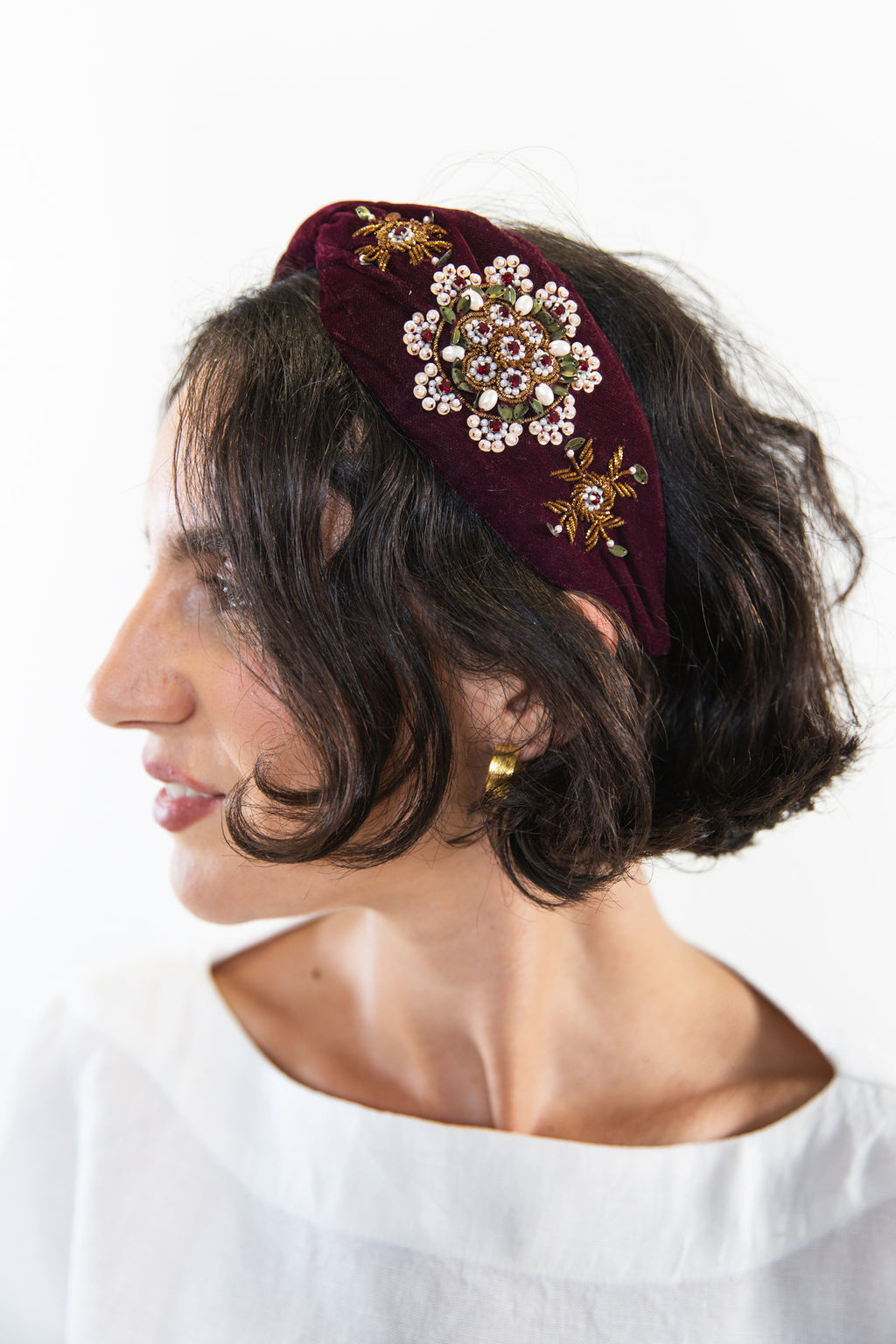 Hard Embroidered Headband | Rita