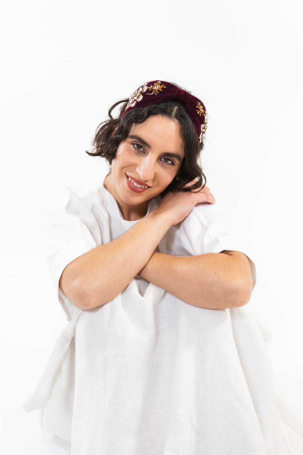 Hard Embroidered Headband | Rita