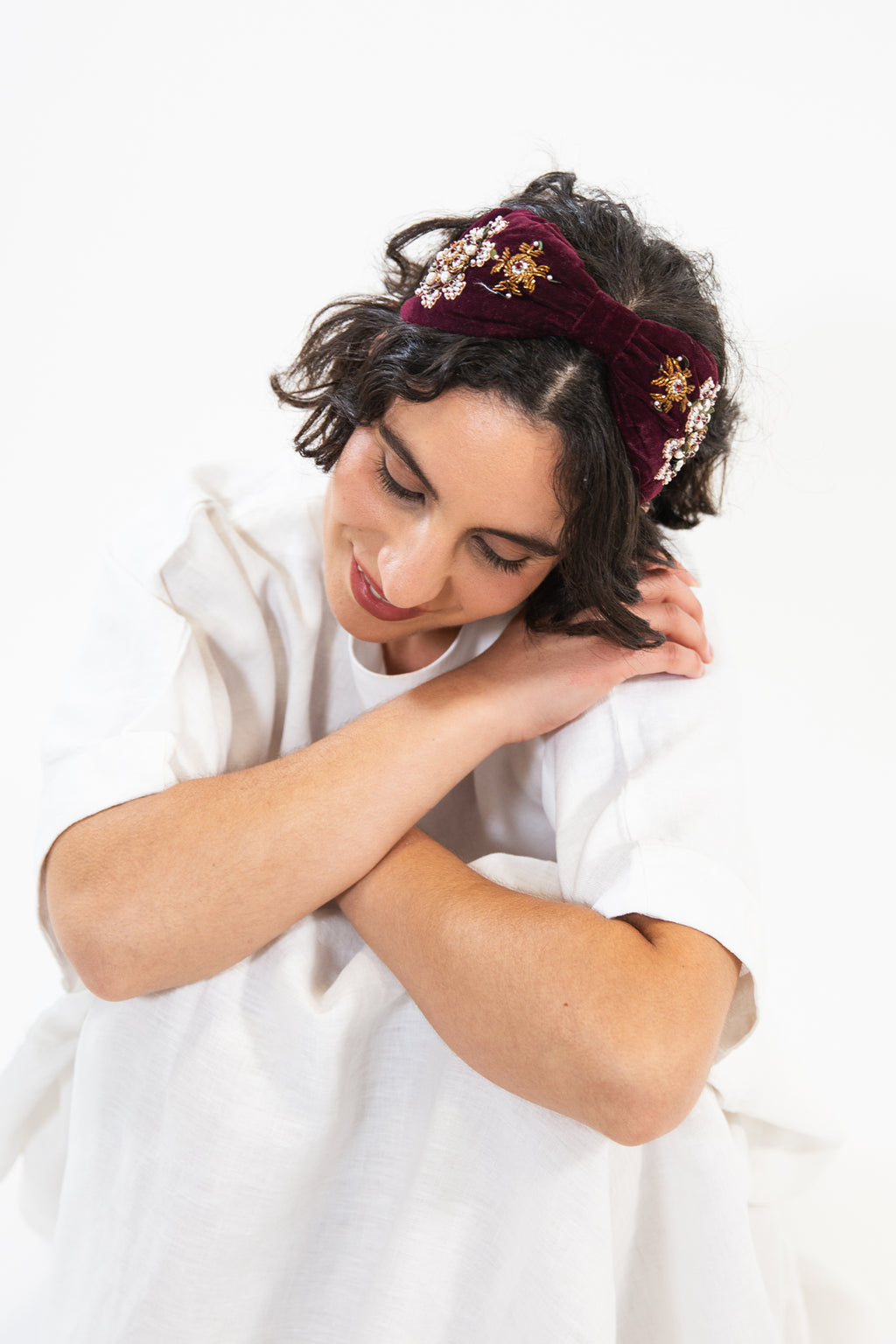 Hard Embroidered Headband | Rita