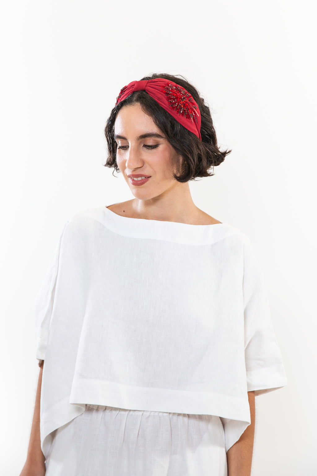 Hard Embroidered Headband | Rosie