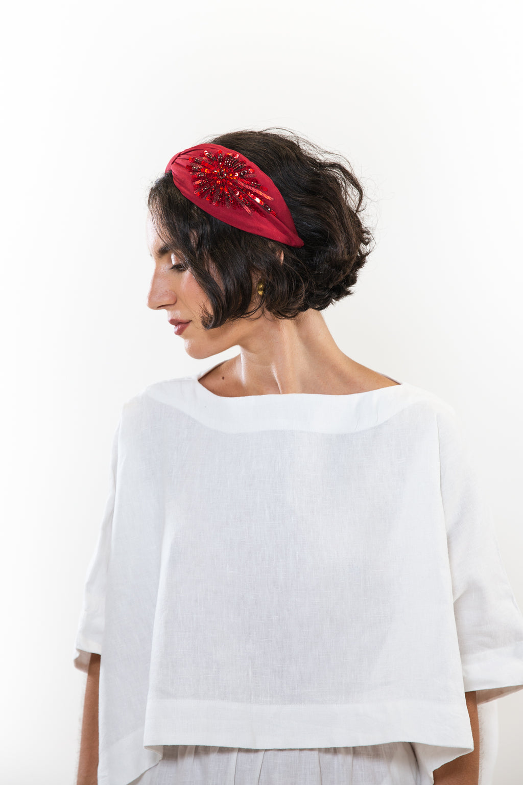 Hard Embroidered Headband | Rosie